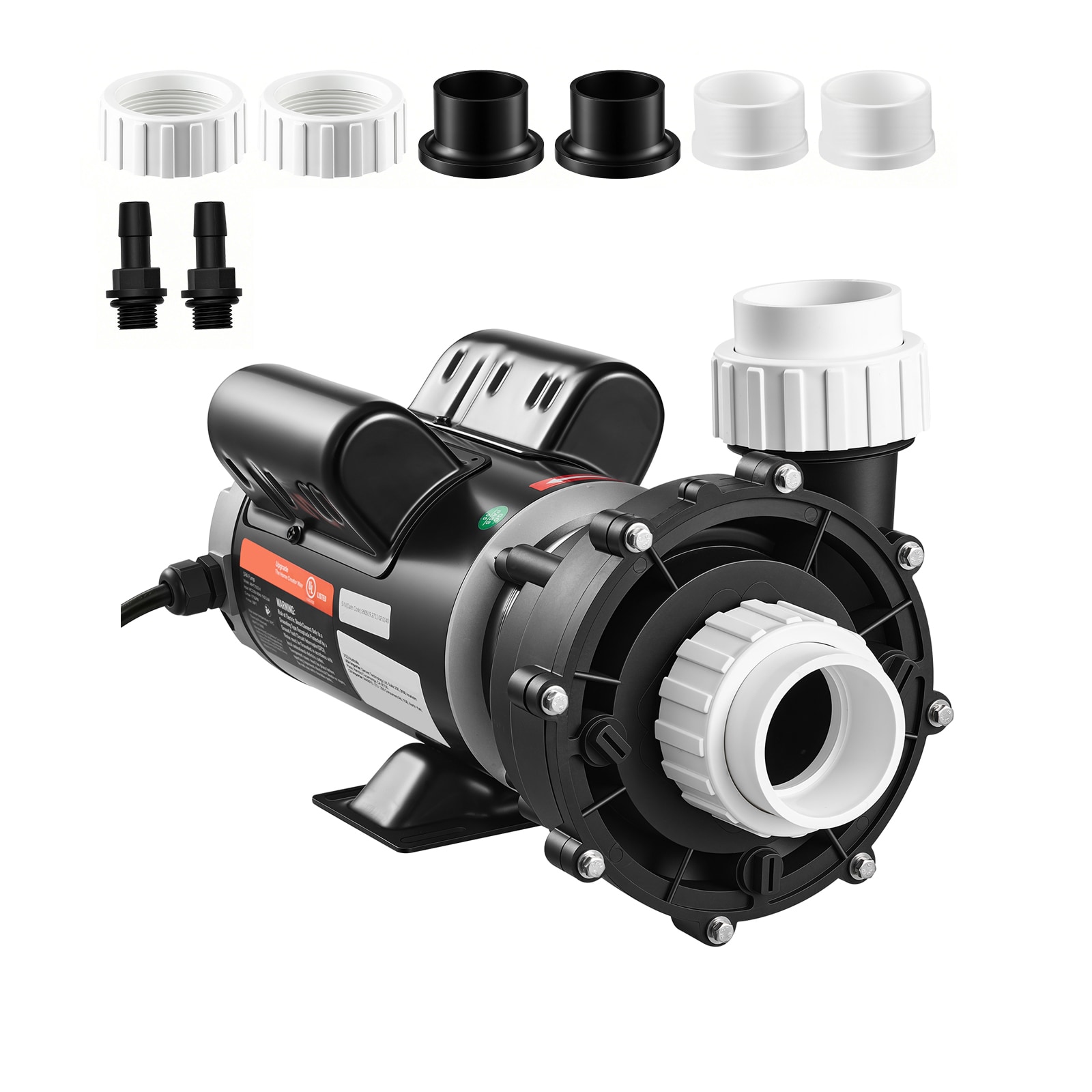 VEVOR SPA Pump 3HP Hot Tub Pump 2 Speed 48 Frame with 1.5in and 2in Port 230V 190 GPM High Speed and 90 GPM Low Speed 90 degrees Rotational Interface SPA Bath Water Circulation Compatible with OEM Models