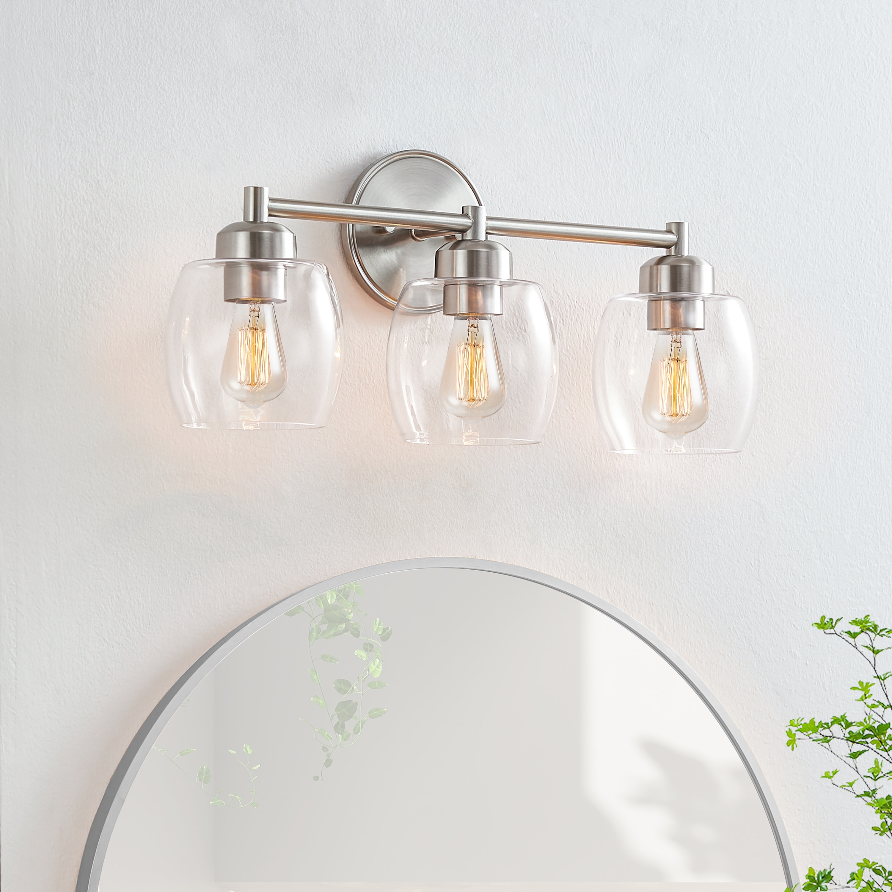 KAWOTI 21310 Britton 22-in 3 -Light Brushed Nickel Transitional Vanity light