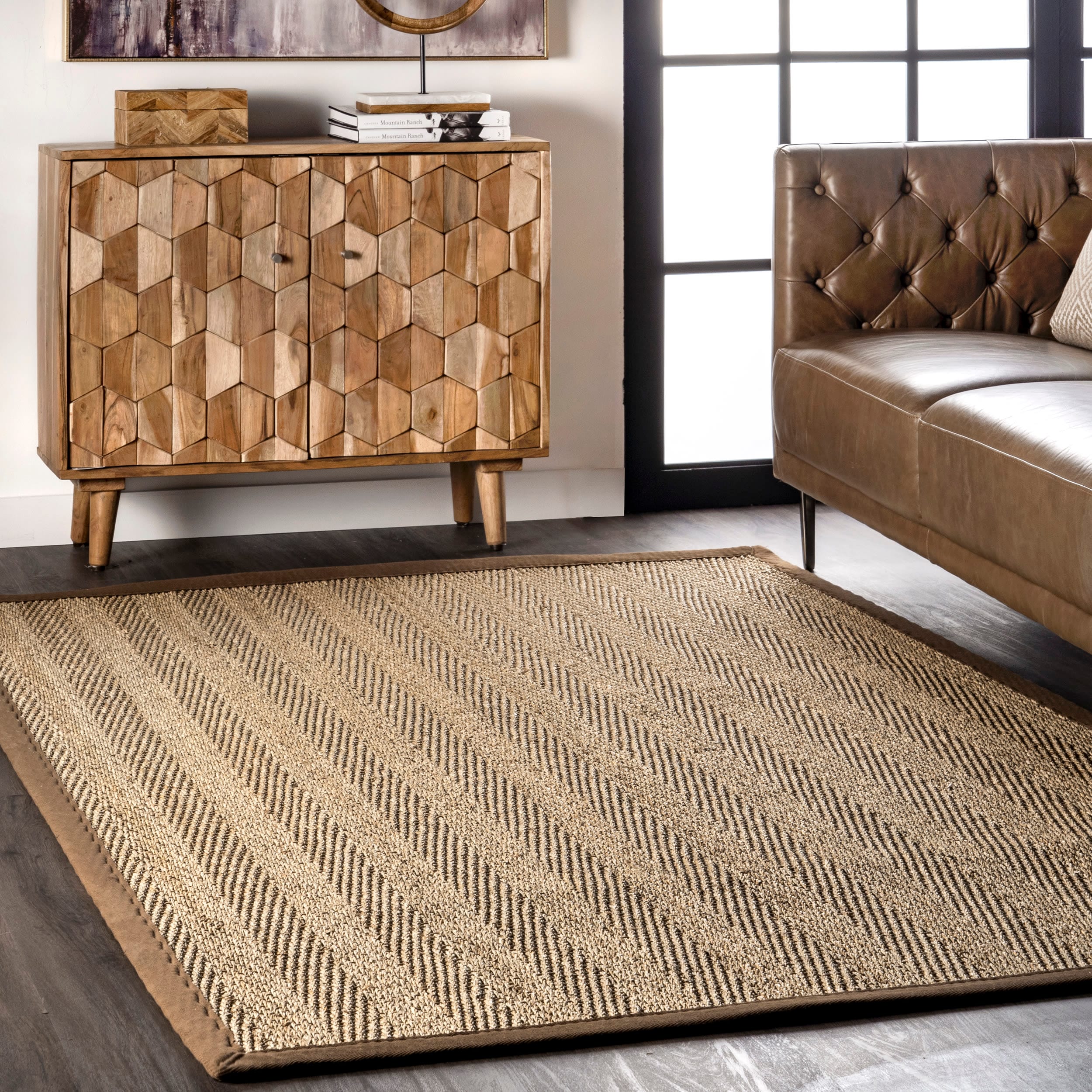 nuLOOM HJSG02D-508 Larnaca 5 x 8 (ft) Loomed Seagrass Brown Rectangular Indoor Solid Area rug
