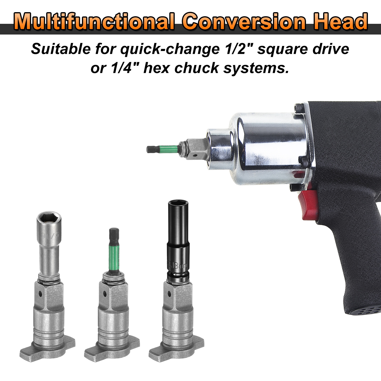 Harfington 2pcs Electric Wrench Conversion Head 1/2 Inch Square