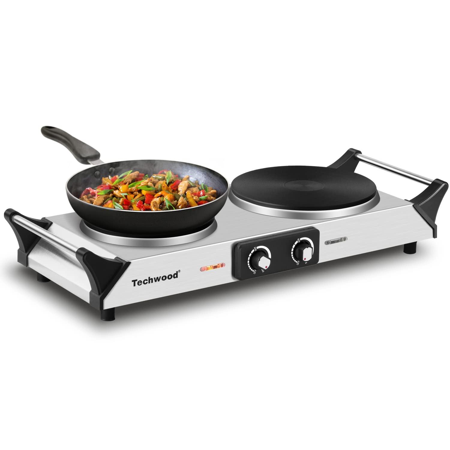 MegaChef 11-in 2 Burners Coil Black Stainless Steel Electric