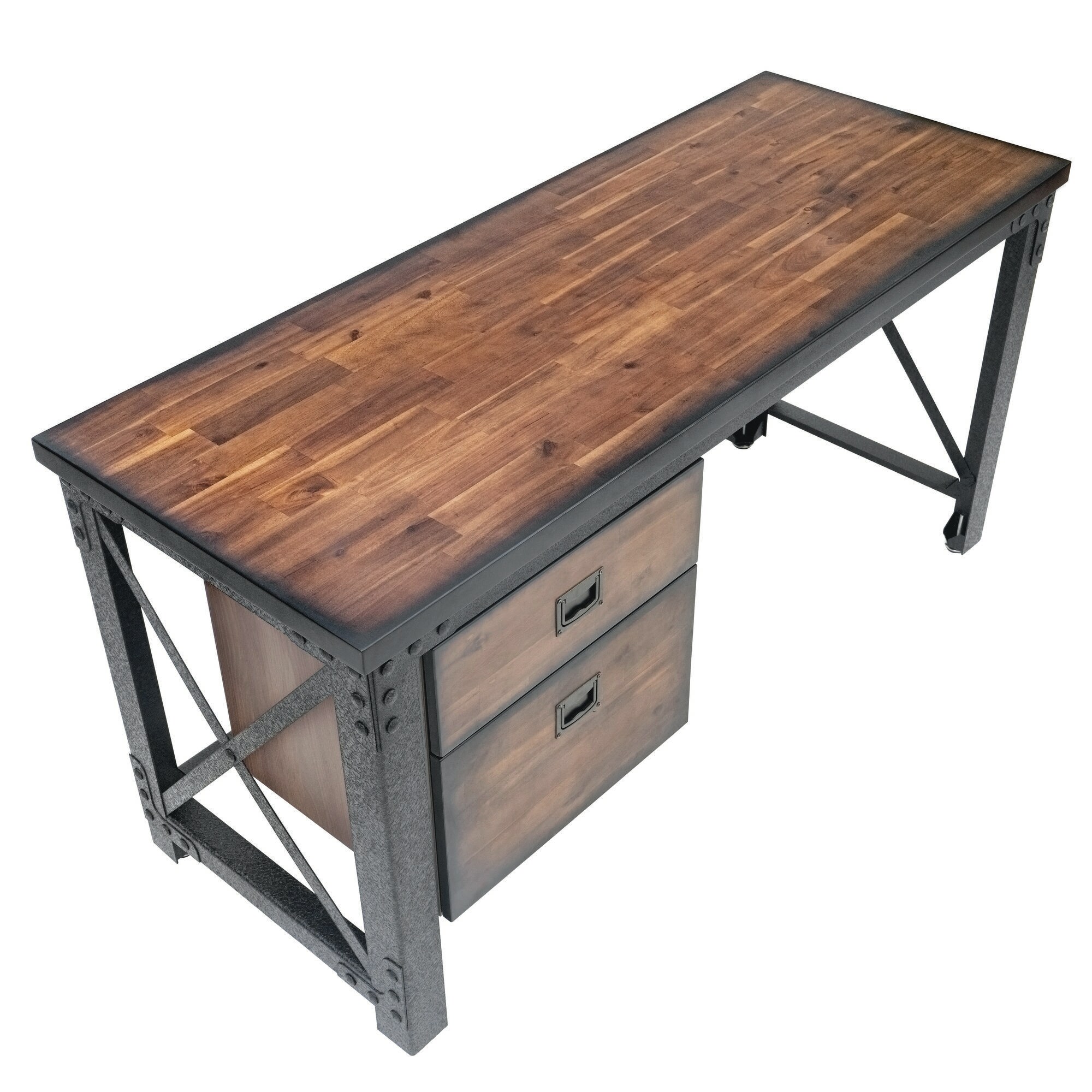 Duramax 62 in x 24 in Rolling Industrial Worktable Desk with Solid Wood Top