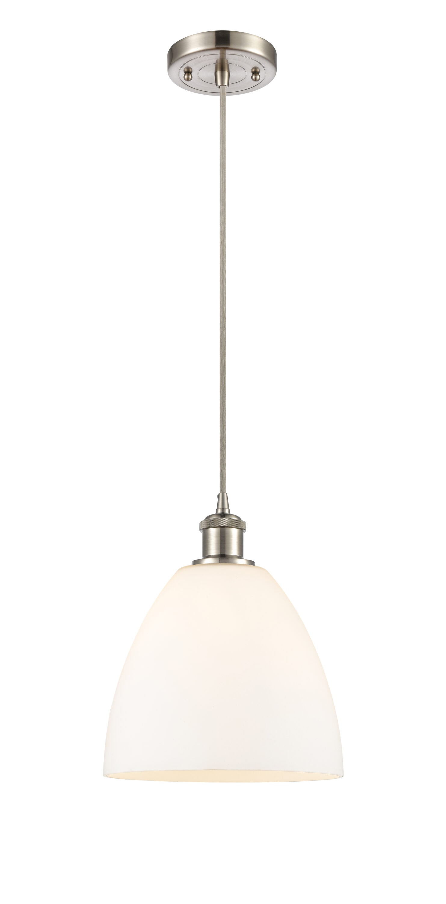 Innovations Lighting 516-1P-SN-GBD-91 Bristol Glass 1 -Light Brushed Satin Nickel Industrial Opal glass Dome Medium Hanging Pendant light