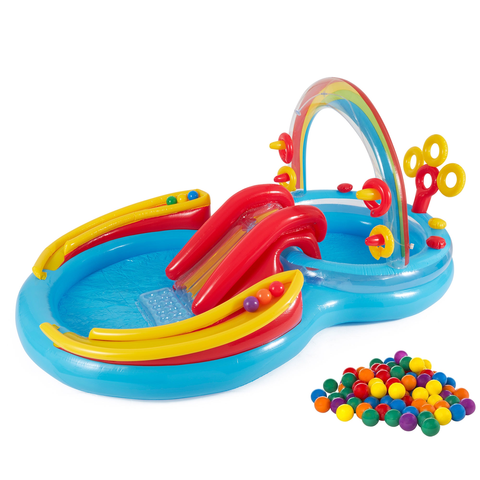 Intex 117-in L X 76-in W Blue, Red, Yellow Oval Kiddie Pool In The ...