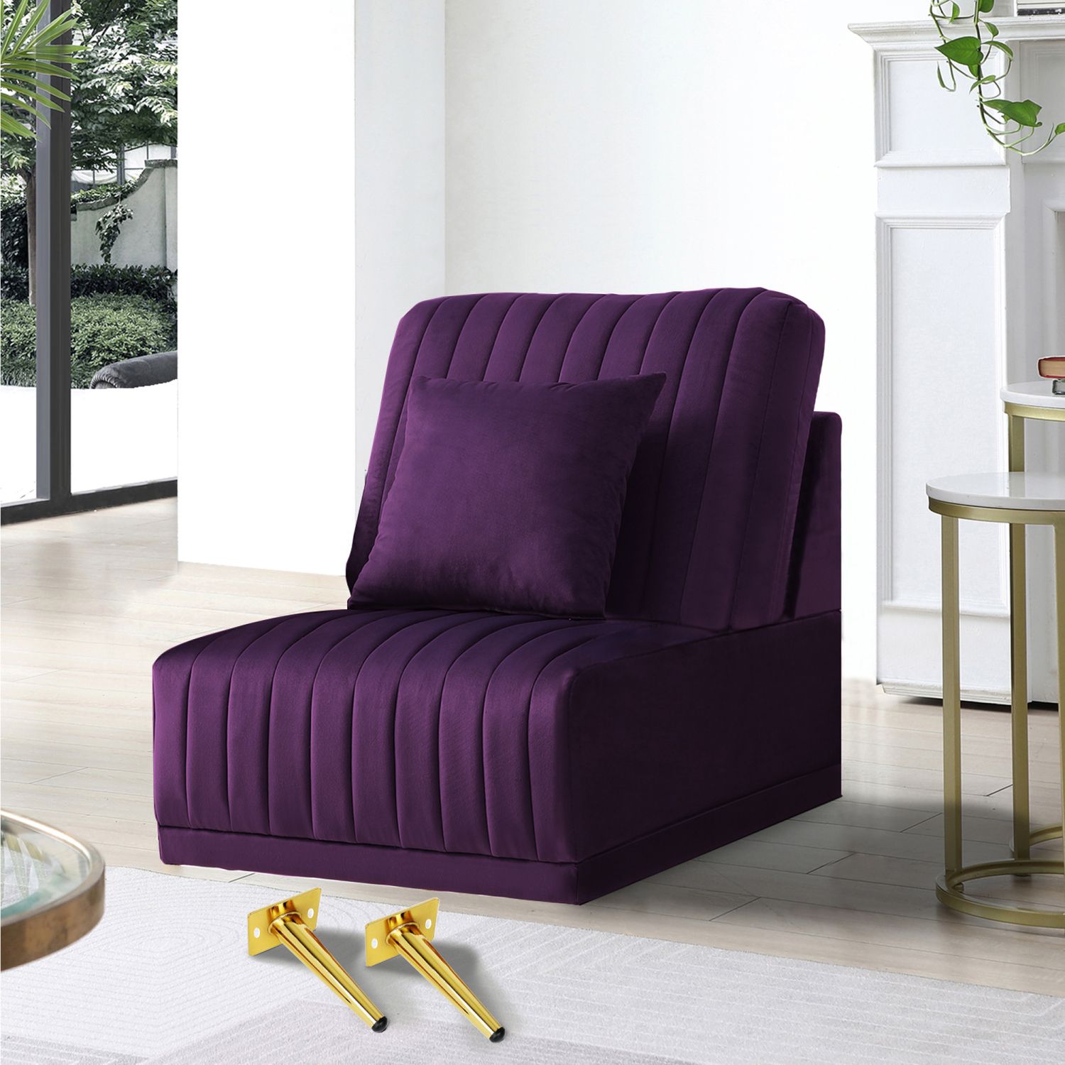 JASMODER W71443058 31.50-Inches Modern Purple Sofa