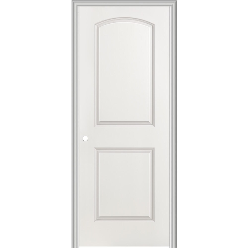 RELIABILT 54960 28-in x 80-in Hollow core 2-panel round top Left hand Smooth Unfinished Molded composite Split Jamb Single Prehung Interior Door 445 Casing