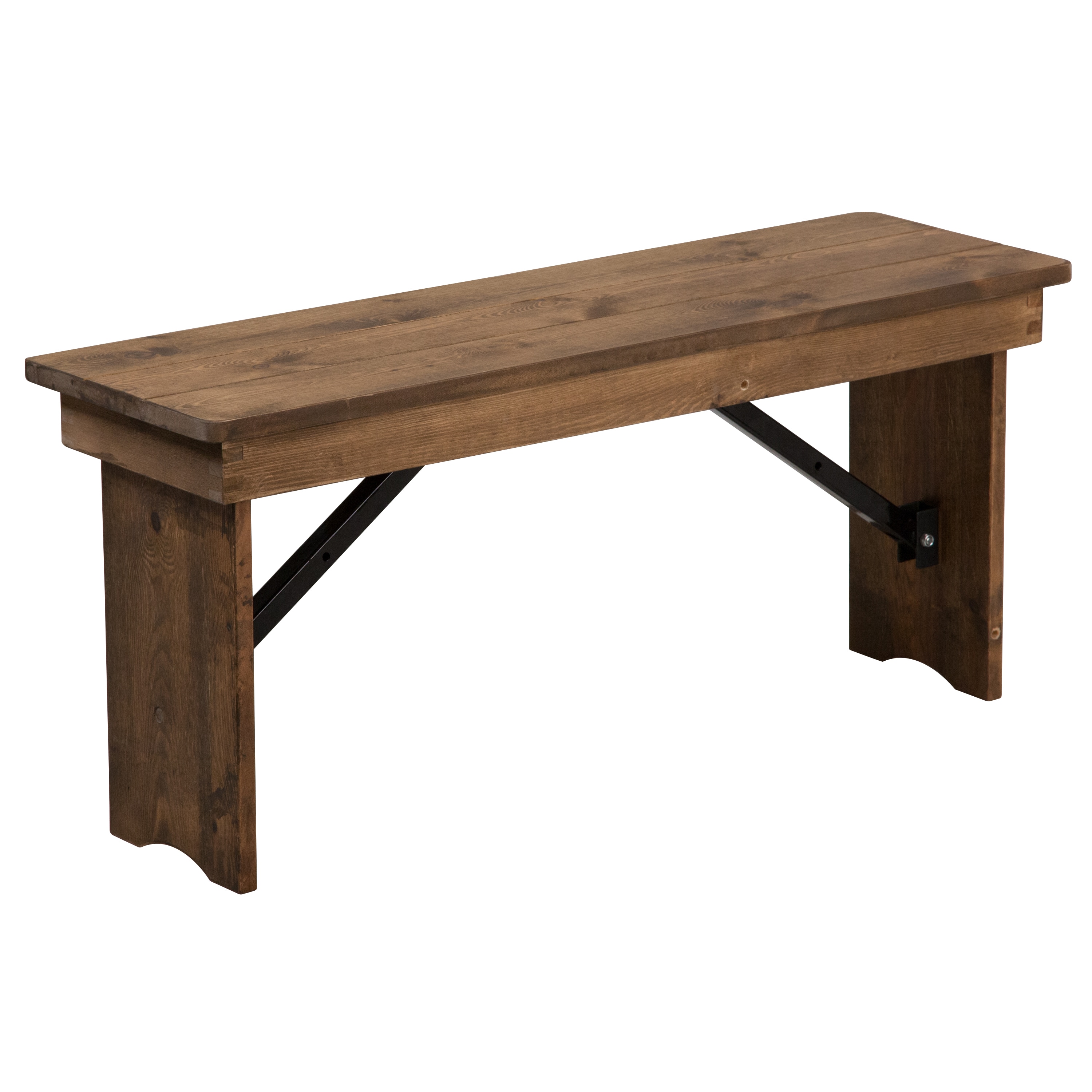 Emma + Oliver 889142464426 40-in x 12-in Antique Rustic Solid Pine Folding Farm Bench