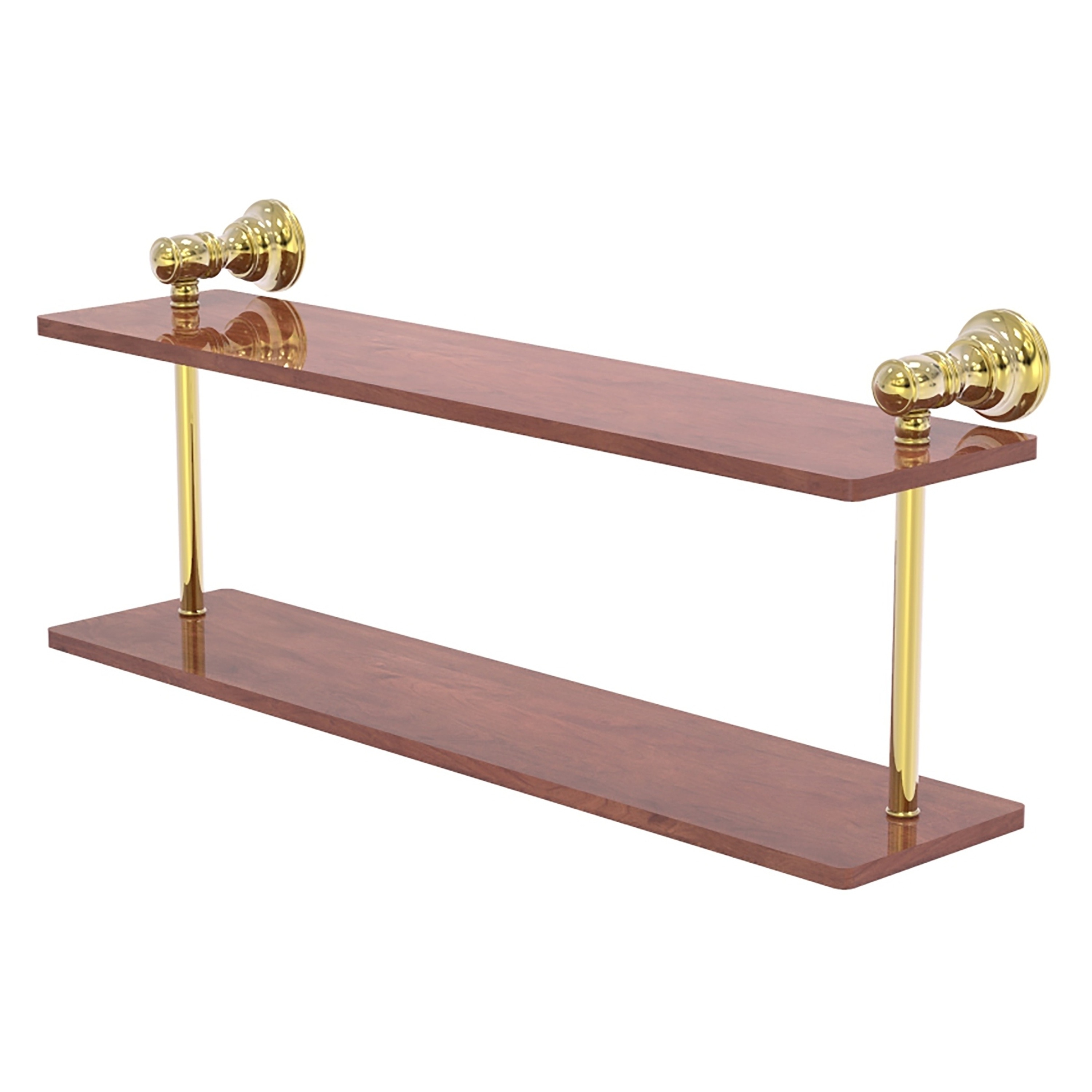 Allied Brass CL-2-22-IRW-UNL Carolina Unlacquered Brass 2 -Tier Wall mount Bathroom Shelf ( 22-in x 9.2-in x 5-in )