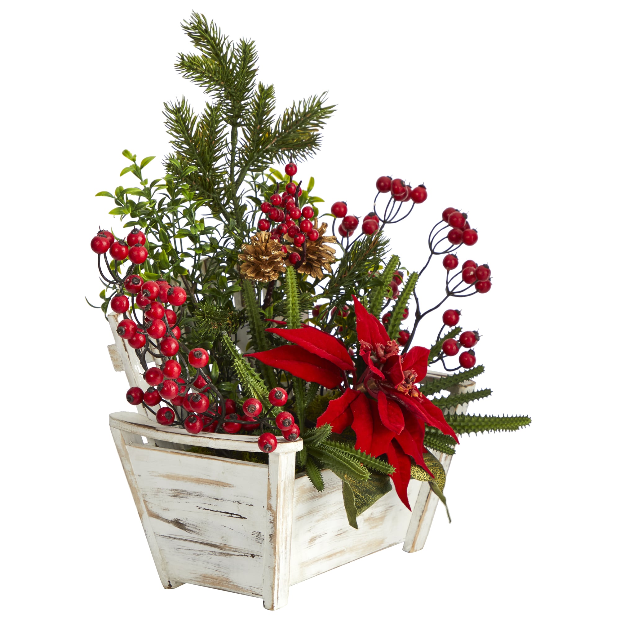 Nearly Natural 18-in Decoration Poinsettia Christmas Decor in the ...