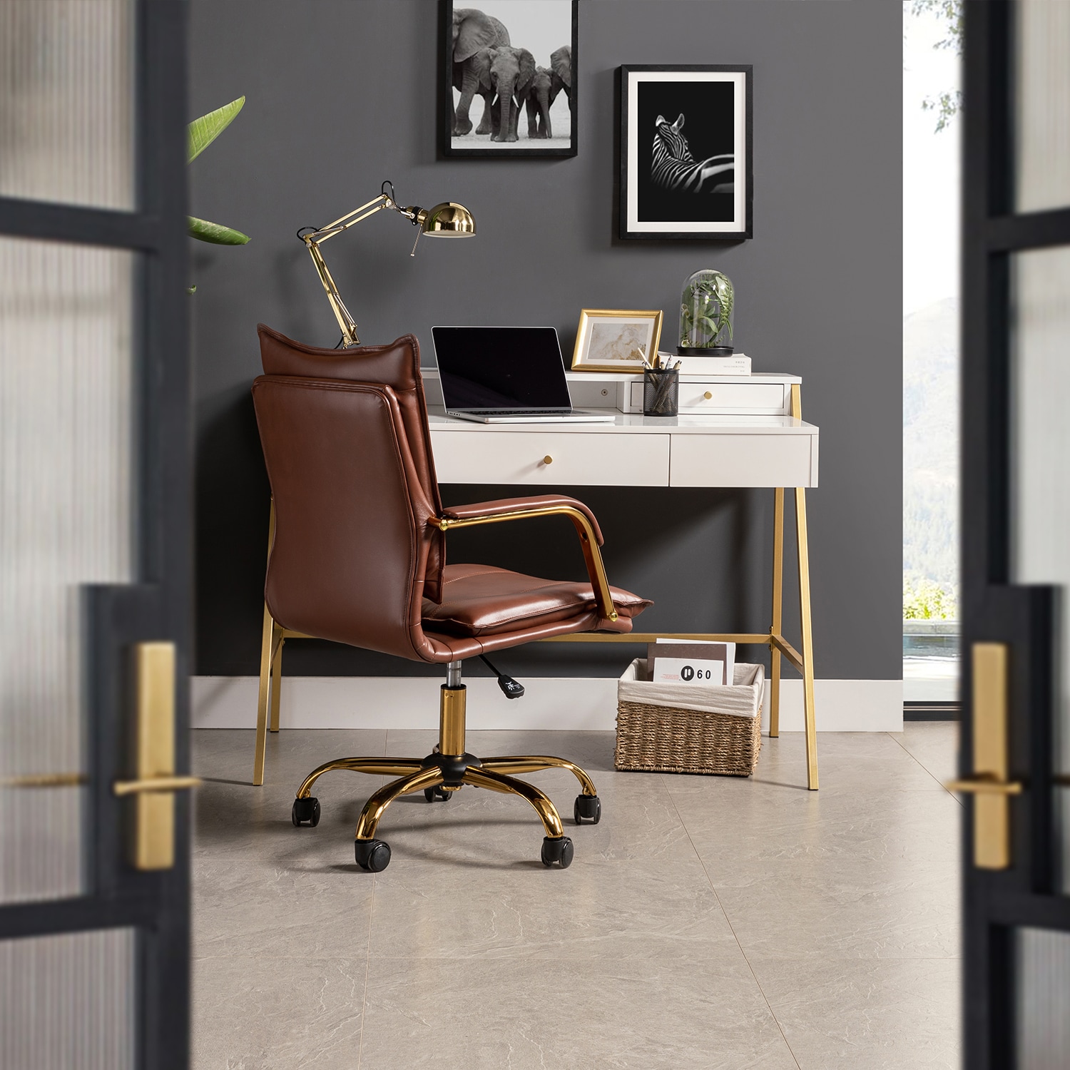 14 Karat Home OFHT0417-BROWN Office-Chairs - View #2