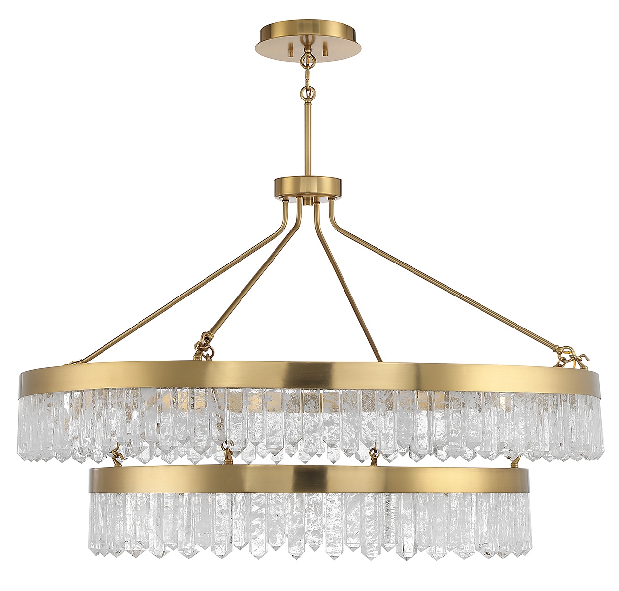 Landon Warm Brass 2-Light LED Pendant with Crystal