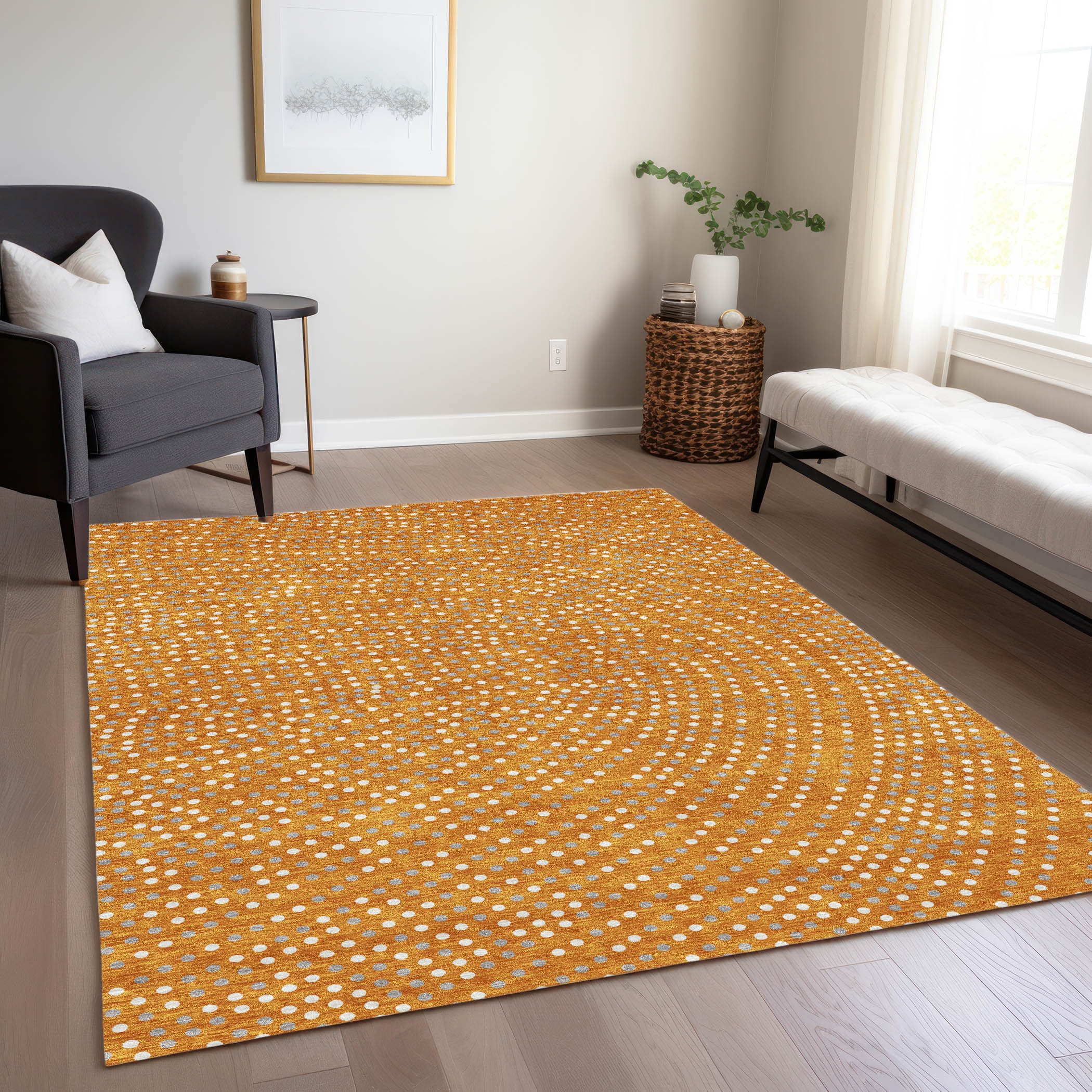 Addison Rugs ACN1021OR10X14 Chantille ACN1021OR 10 x 14 (ft) Polyester Orange Rectangular Indoor/Outdoor Geometric Machine washable Area rug
