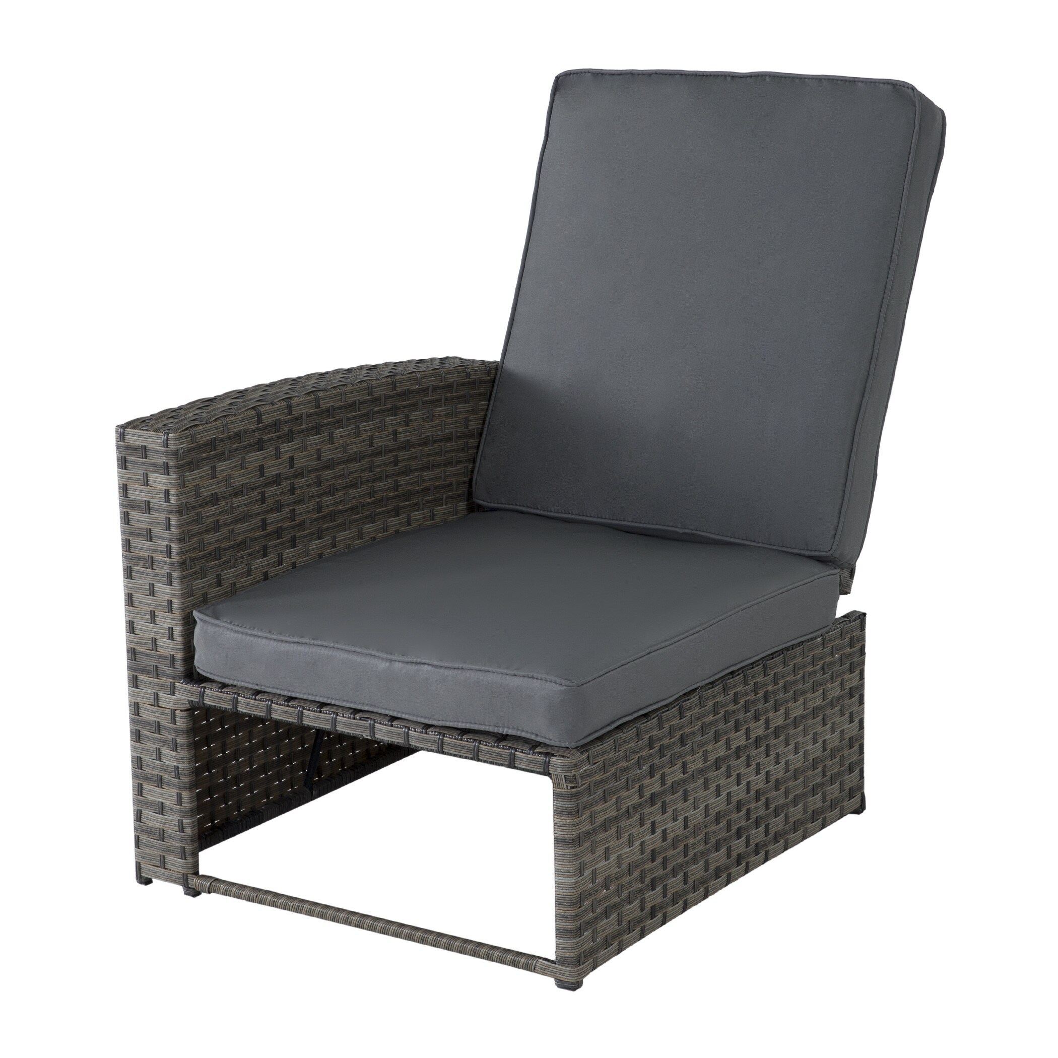 Unity 2 Brown Rattan Frame Stationary Conversation Chair with Gray ...