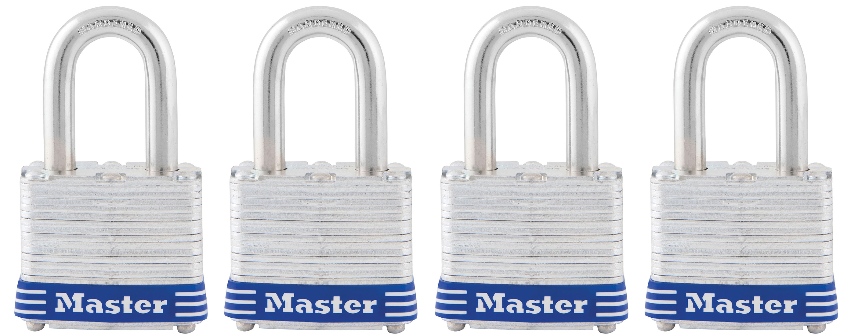 Master Lock 3QLD Outdoor Keyed Padlock, 1-9/16-in Wide x 1-1/8-in Shackle Keyed Alike (4-Pack)