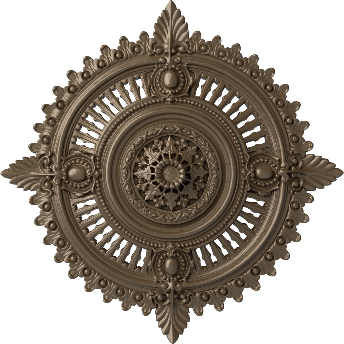 Ekena Millwork CM29HYWSS Haylynn 29.125-in W x 29.125-in L Painted Warm Silver Polyurethane Whole Ceiling Medallion