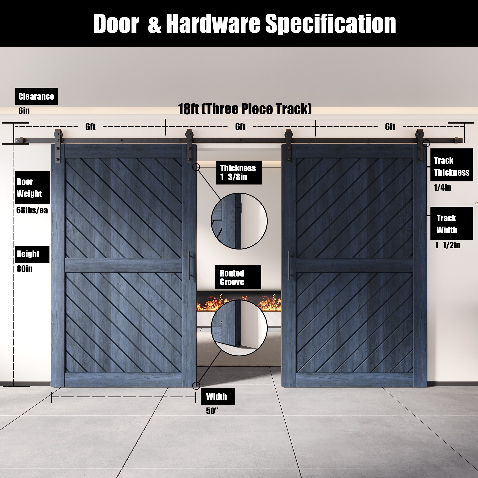 HOMACER YT2H216C-XT2-5080-NA Barn-Doors - View #2