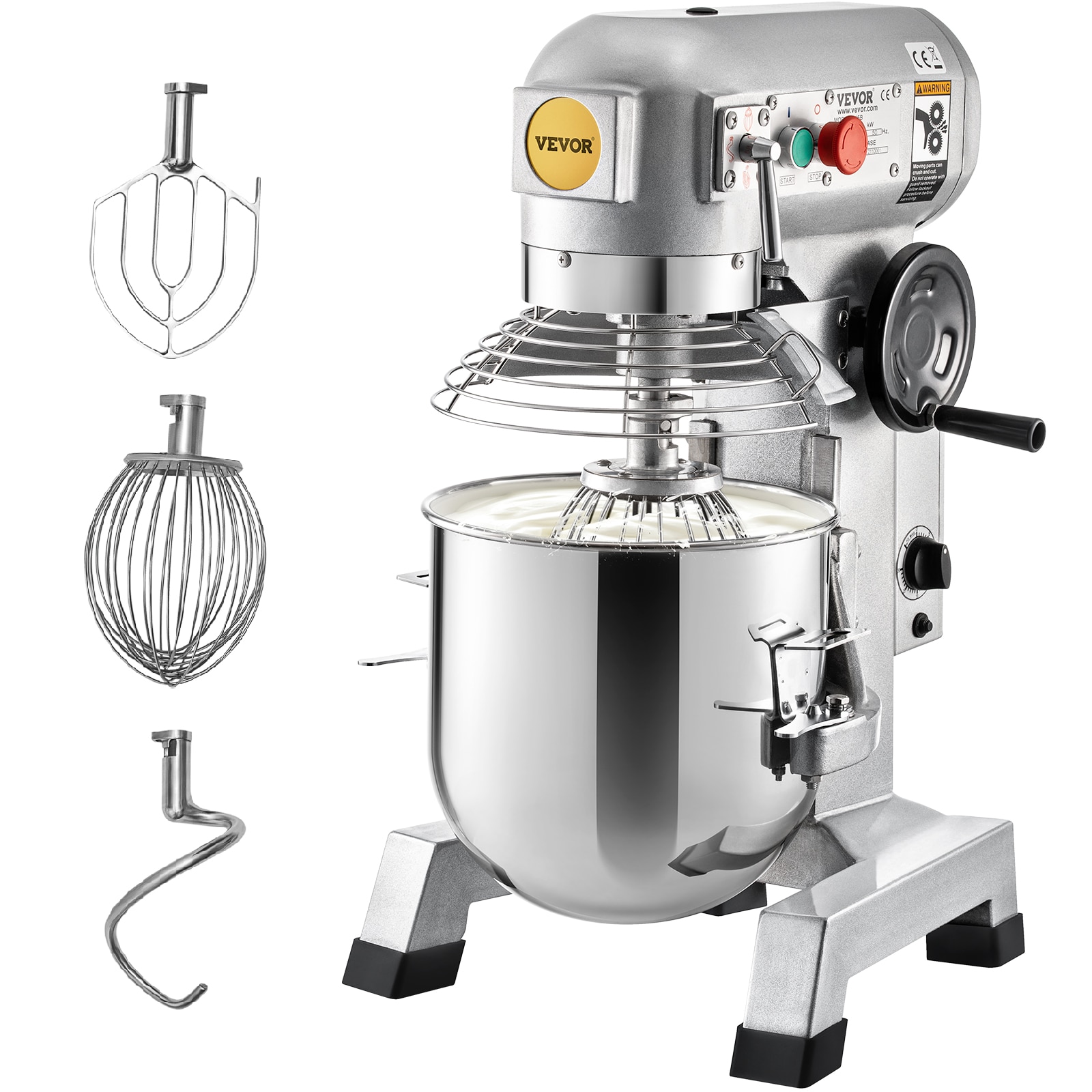 VEVOR DDSYJ10QT110VDXFJV1 550 W Dough Food Mixer Stainless Steel 10-Quarts Commercial/Residential Bowl-lift Stand Mixer