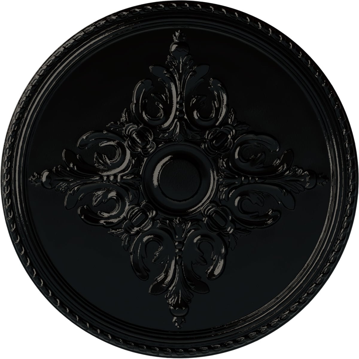 Ekena Millwork CM40MIBPS Milton 40.625-in W x 40.625-in L Painted Black Pearl Polyurethane Whole Ceiling Medallion
