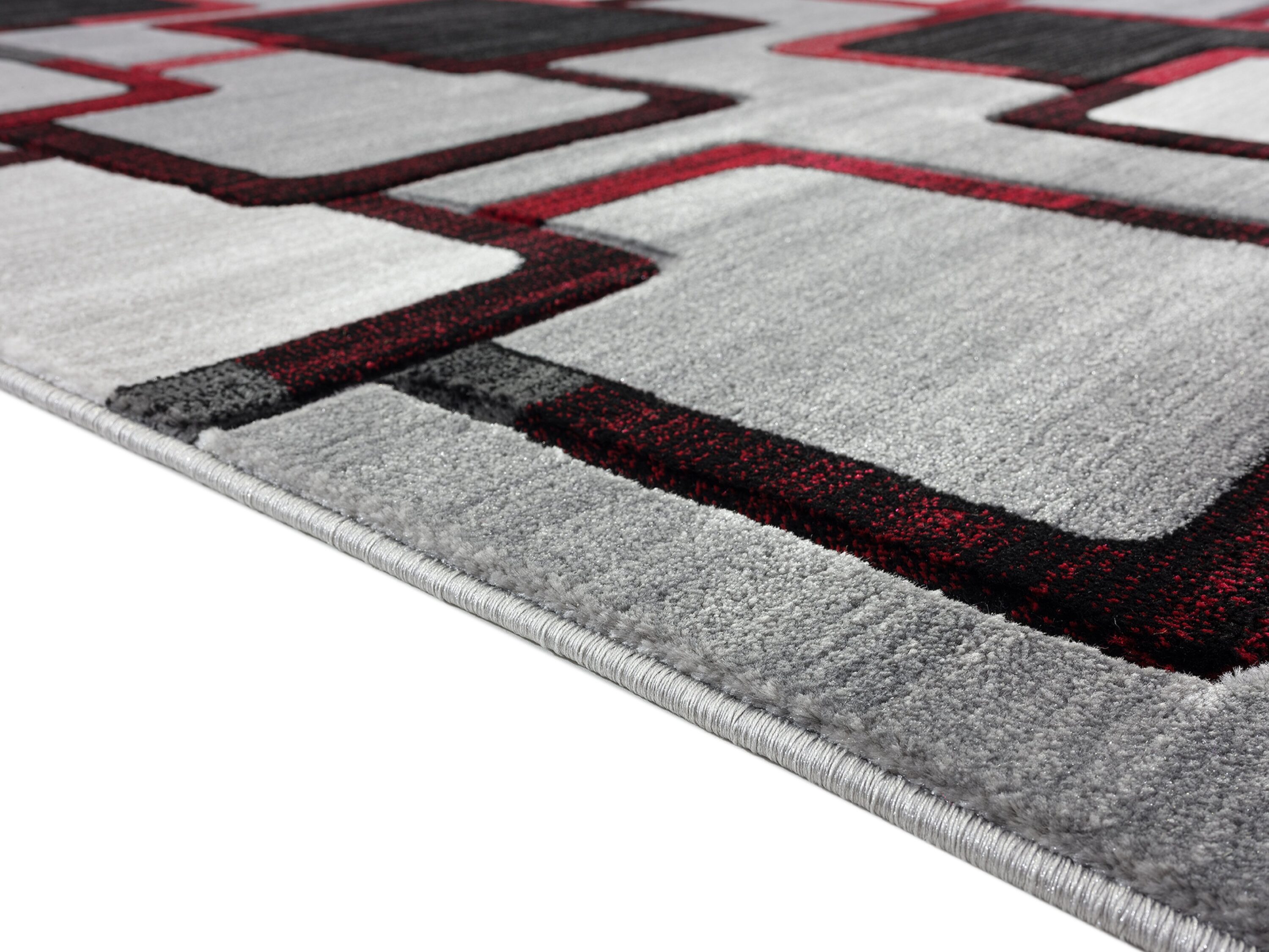 MDA Rugs Orelsi Abstract Squares Gray/Red Area Rug - 2'1 x 3'3 in the ...