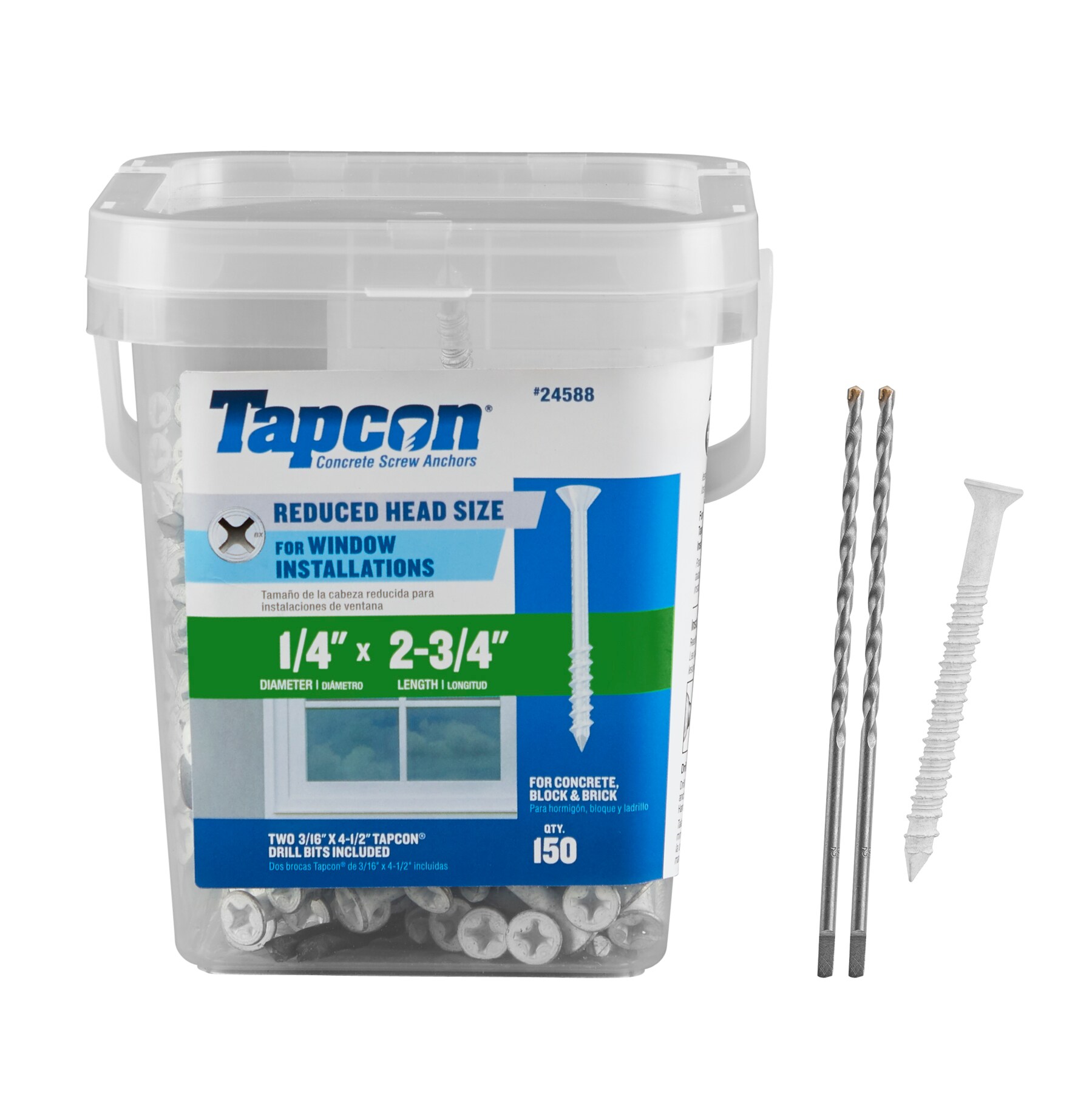 Tapcon White 1/4-in x 2-3/4-in Concrete Screws Anchors (150-Pack) in ...