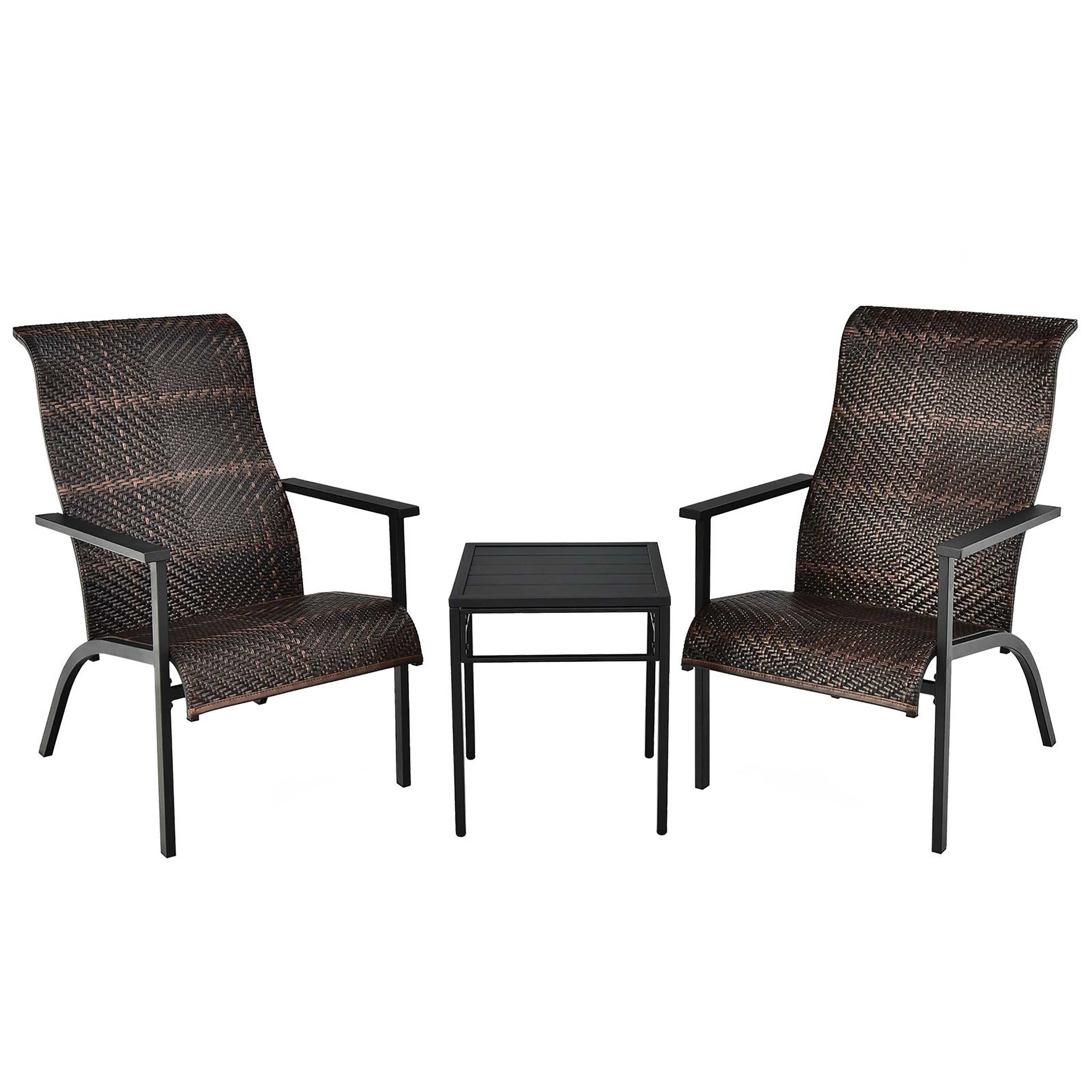 Costway NP10513CF 3 -Piece Rattan Patio Conversation Set with Brown