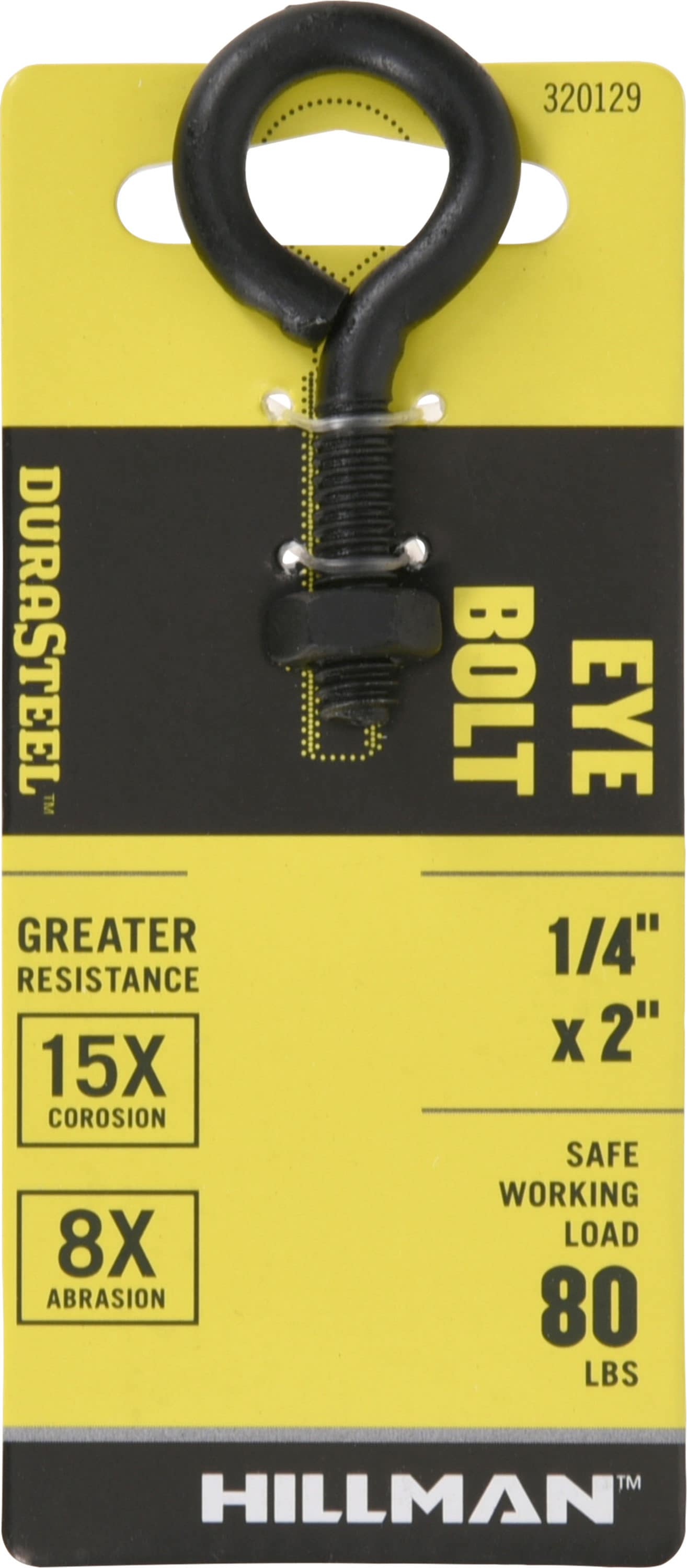 DuraSteel 320129 1/4-in 1/4-in x 2-in Plain Interior/Exterior Coarse Thread Eye Bolt