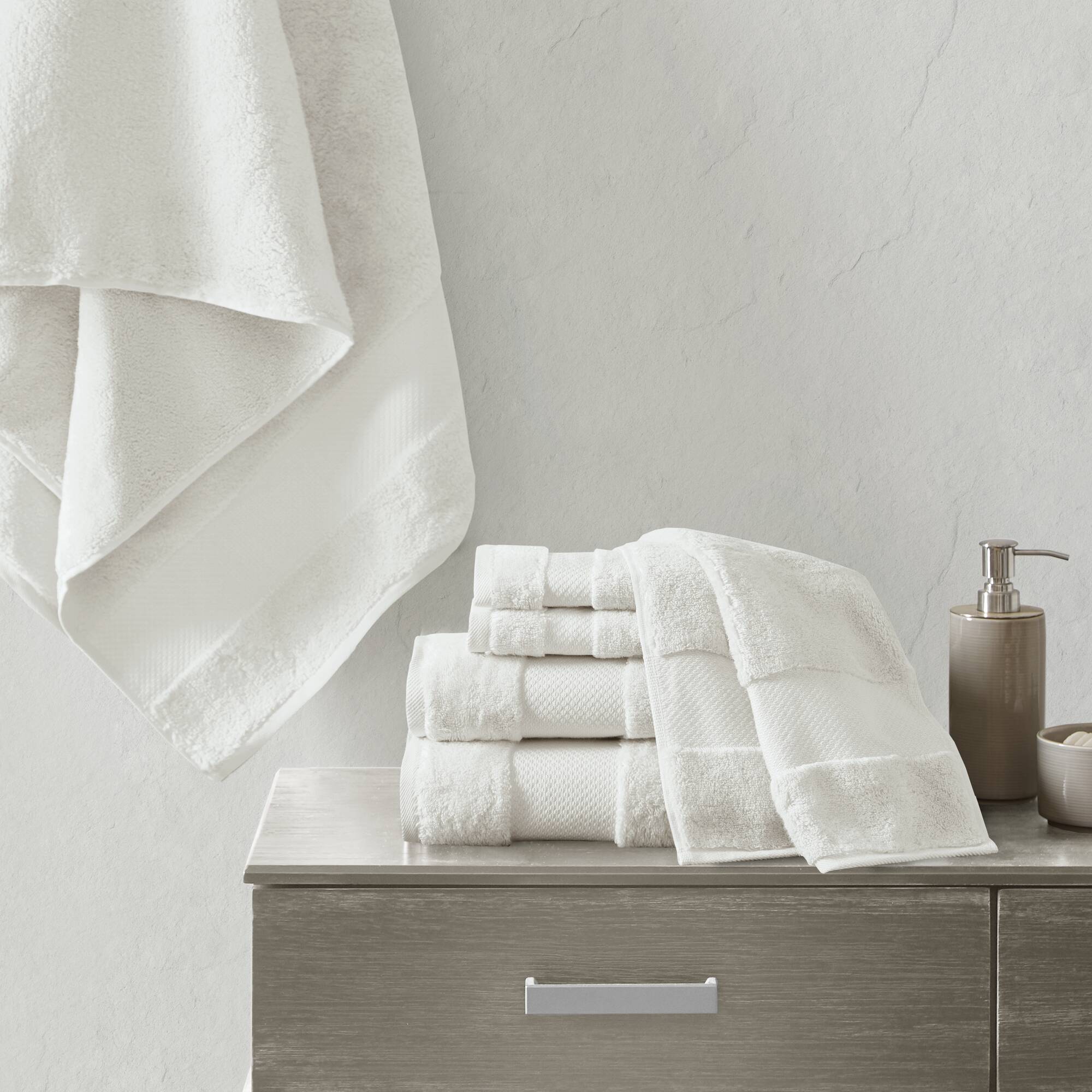 Madison Park Signature MPS73-349 6-Piece White Turkish Cotton Quick Dry Bath Towel Set