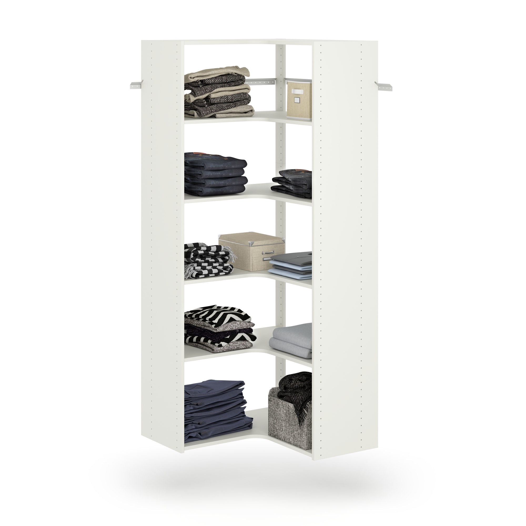Easy Track 2-ft to 2.55-ft W x 7-ft H White Solid Shelving Wood Closet  System in the Wood Closet Kits department at