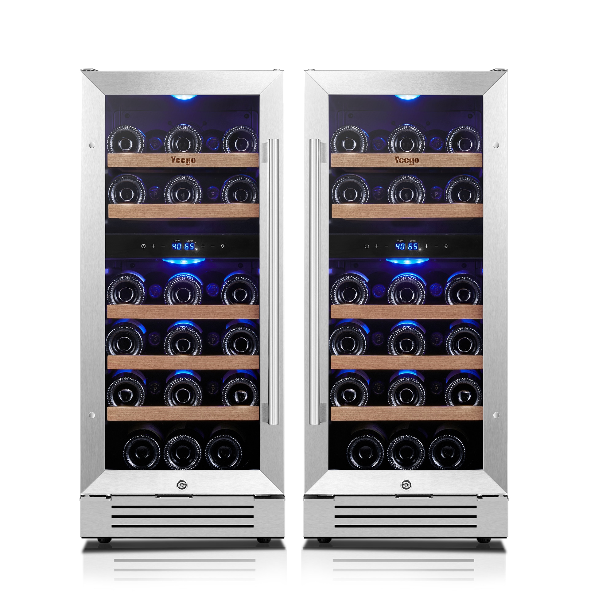 Yeego YEG-WD15WD15-LS 30-in W 56 -Bottles Stainless Steel Dual Zone Cooling Built-in/Freestanding Indoor Wine Cooler
