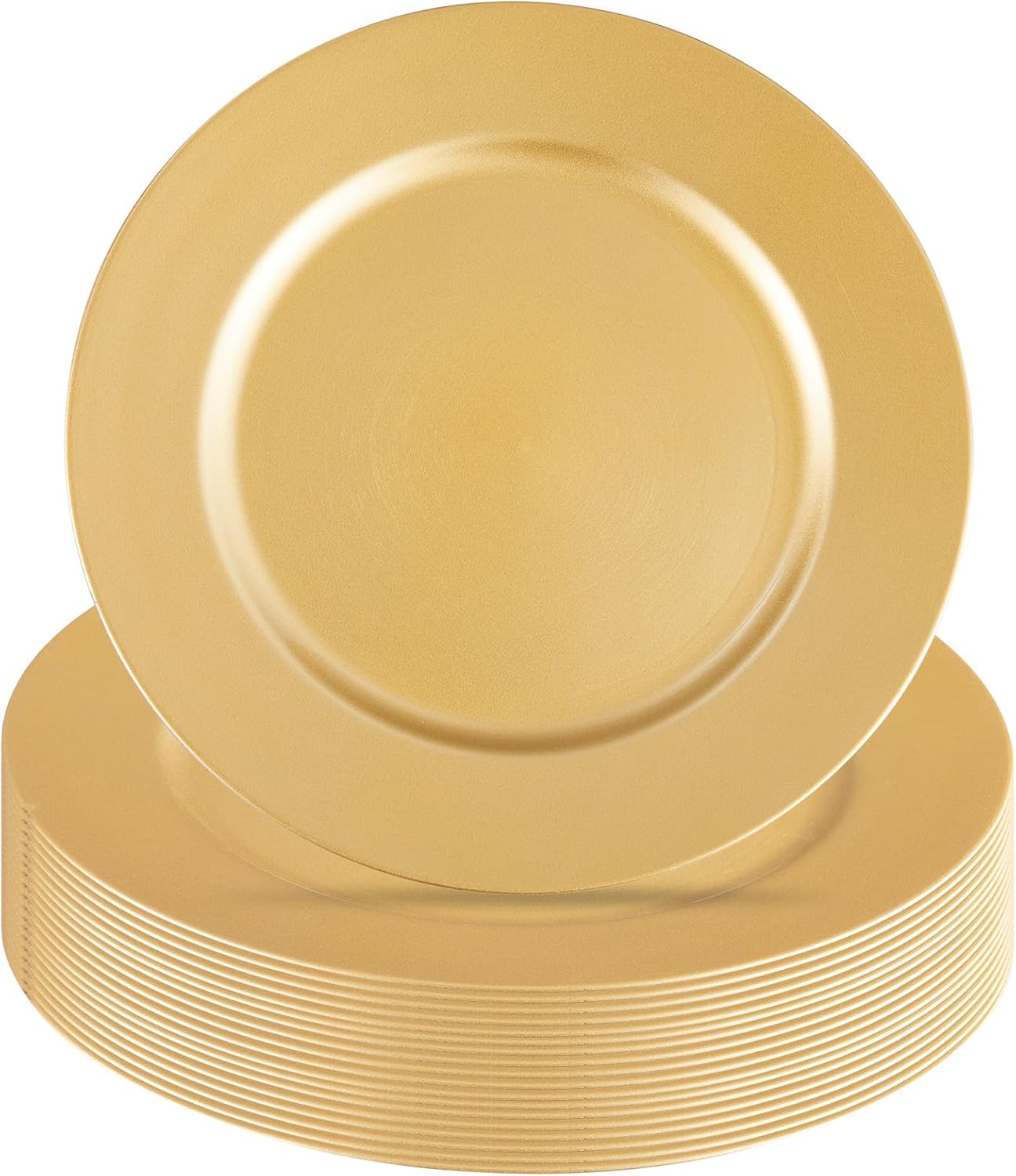 GAOMON 50 Pack Gold Charger Plates - 13 Inch Round Decorative Plastic Dinner Chargers for Weddings Parties and Banquet Table Settings