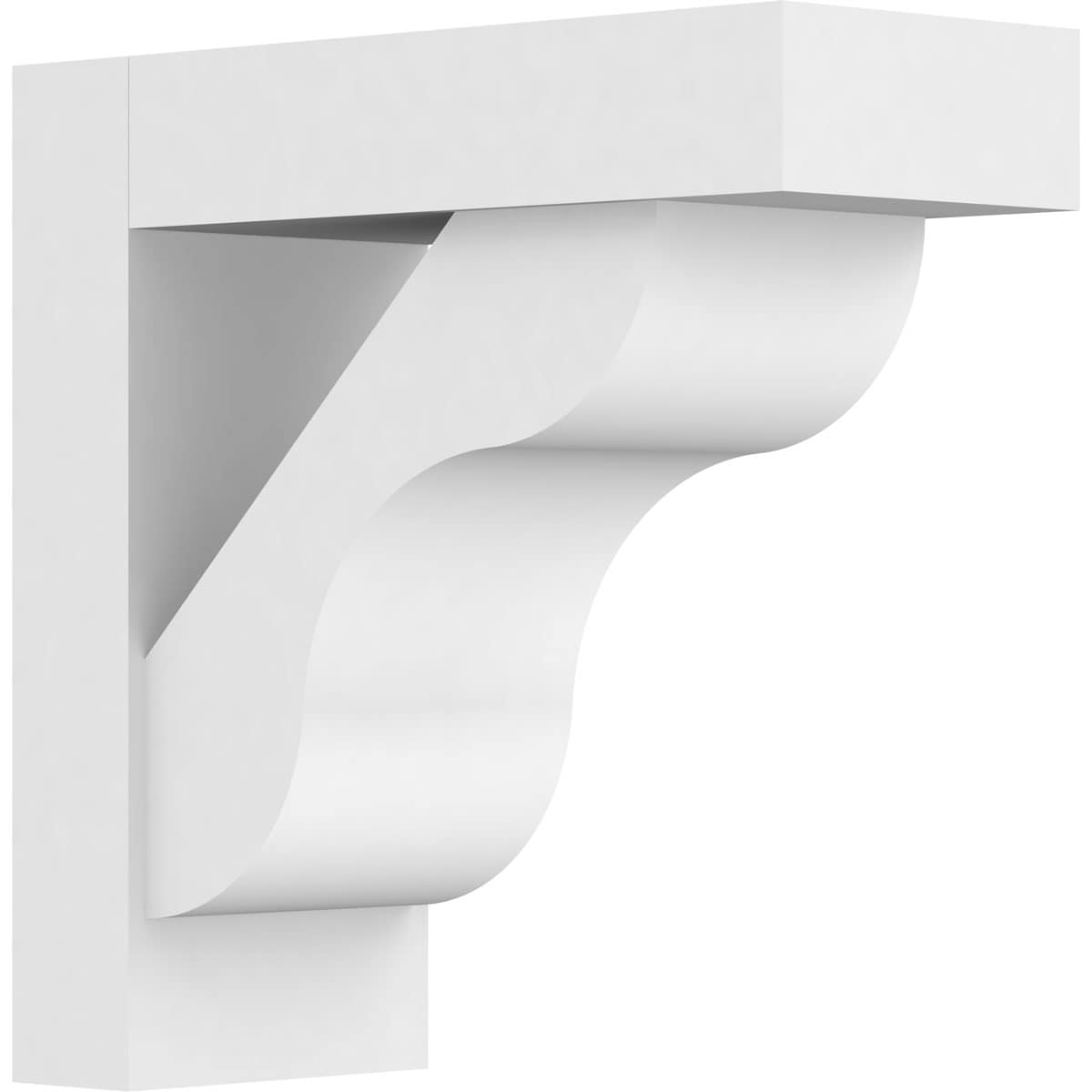 Ekena Millwork BKTP05X12X12CAR05 Standard Carmel 5-in x 12-in x 12-in White PVC Standard Bracket