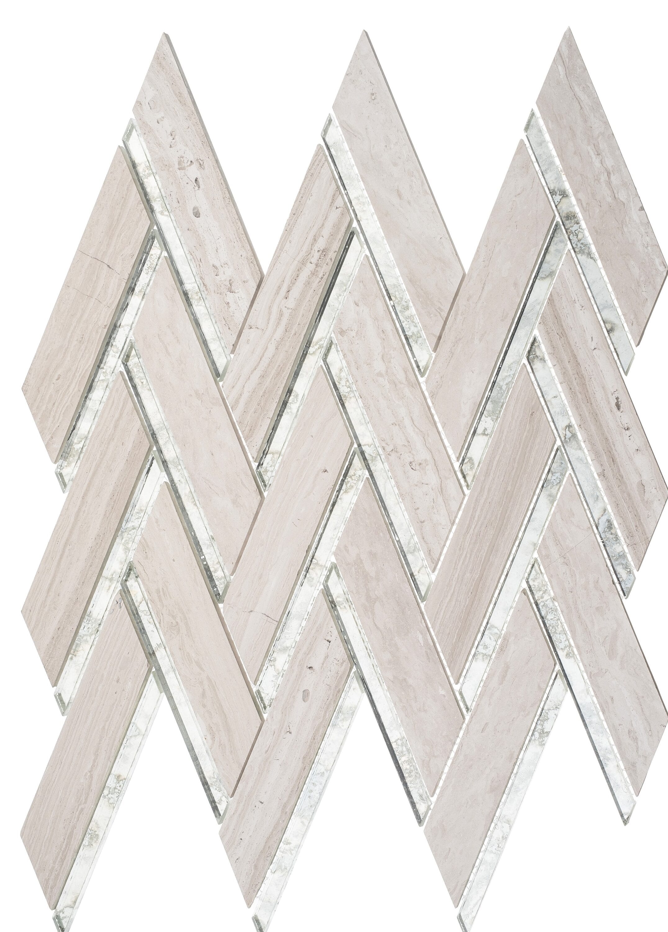 Andova Tiles ANDSKY191 Skylar Wes 14-in x 15-in Polished Glass/Stone Marble Look Chevron Mosaic Wall Tile (1.46-sq. ft/ Piece)