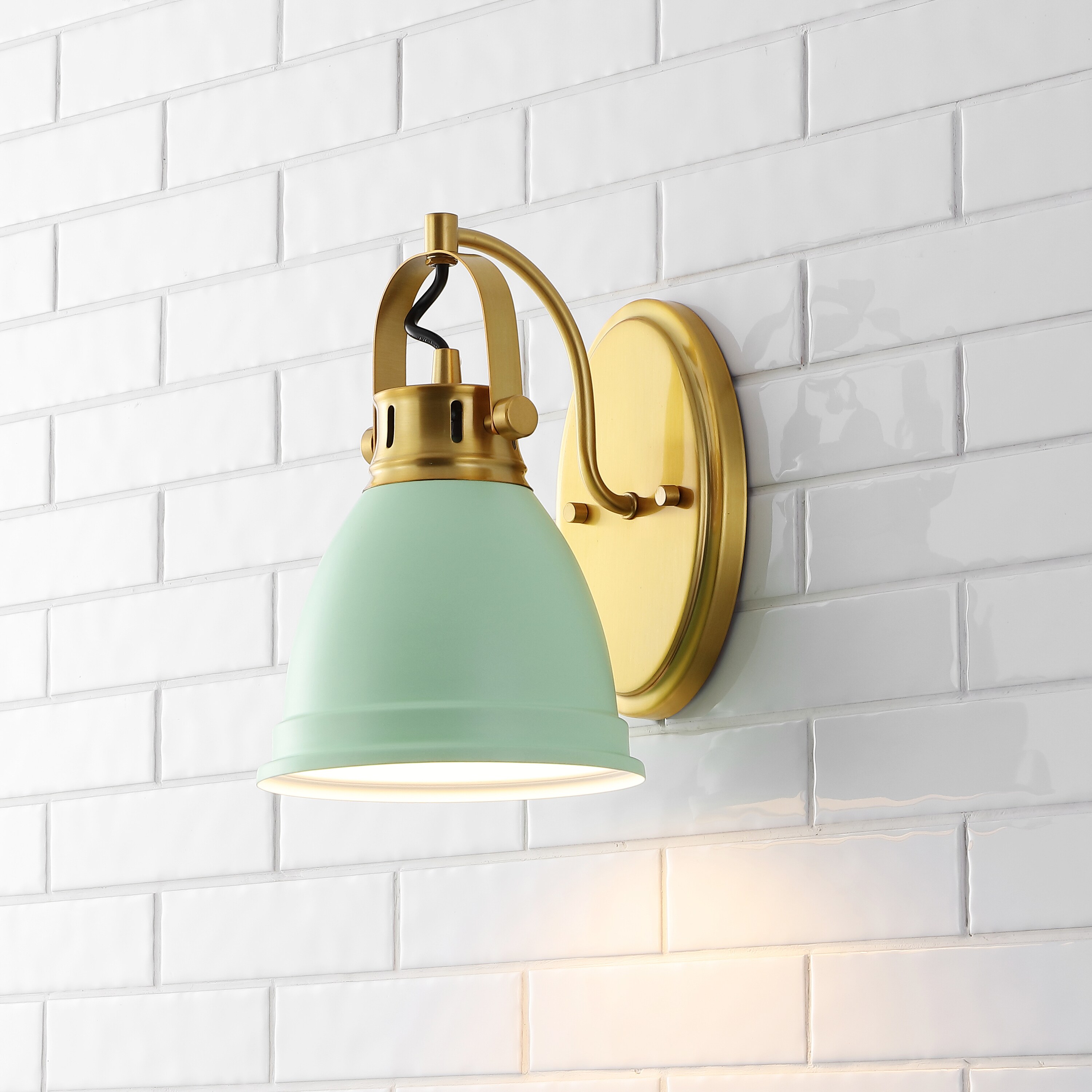 JONATHAN  Y JYL1114D Phineas Iron Farmhouse Bohemian 7-in 1 -Light Polished Green Farmhouse Vanity light