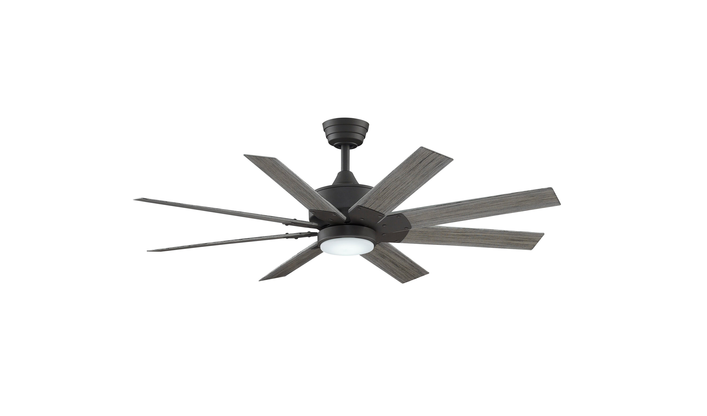 Fanimation Levon Custom 52-in Matte Greige with Weathered Wood Blades Color-changing Integrated LED Indoor/Outdoor Smart Ceiling Fan with Light and Remote (8-Blade) FPD7912BGR-52WE-LK Sansujyuku sansujyuku.com