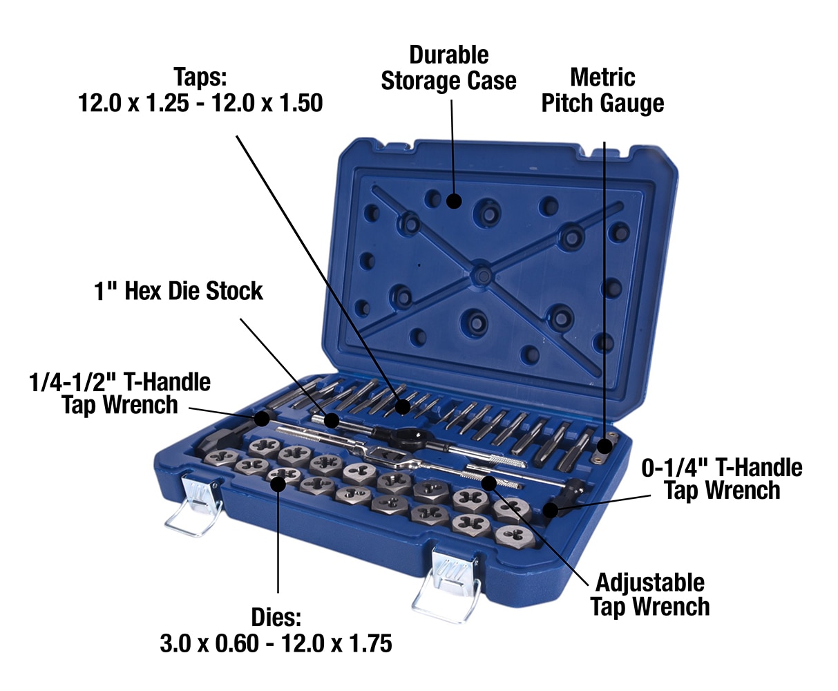 Century Drill & Tool 40-Piece Metric Tap and Die Set 98912 at