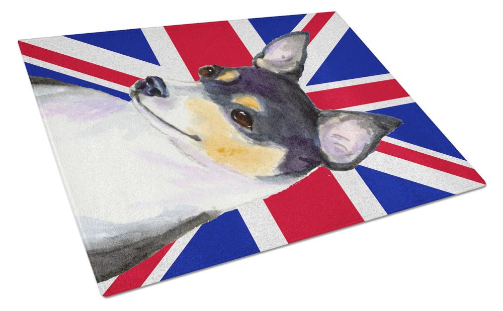 Caroline's Treasures SS4960LCB Union Jack British Flag 11.25-in L x 15.75-in W Glass Cutting Board