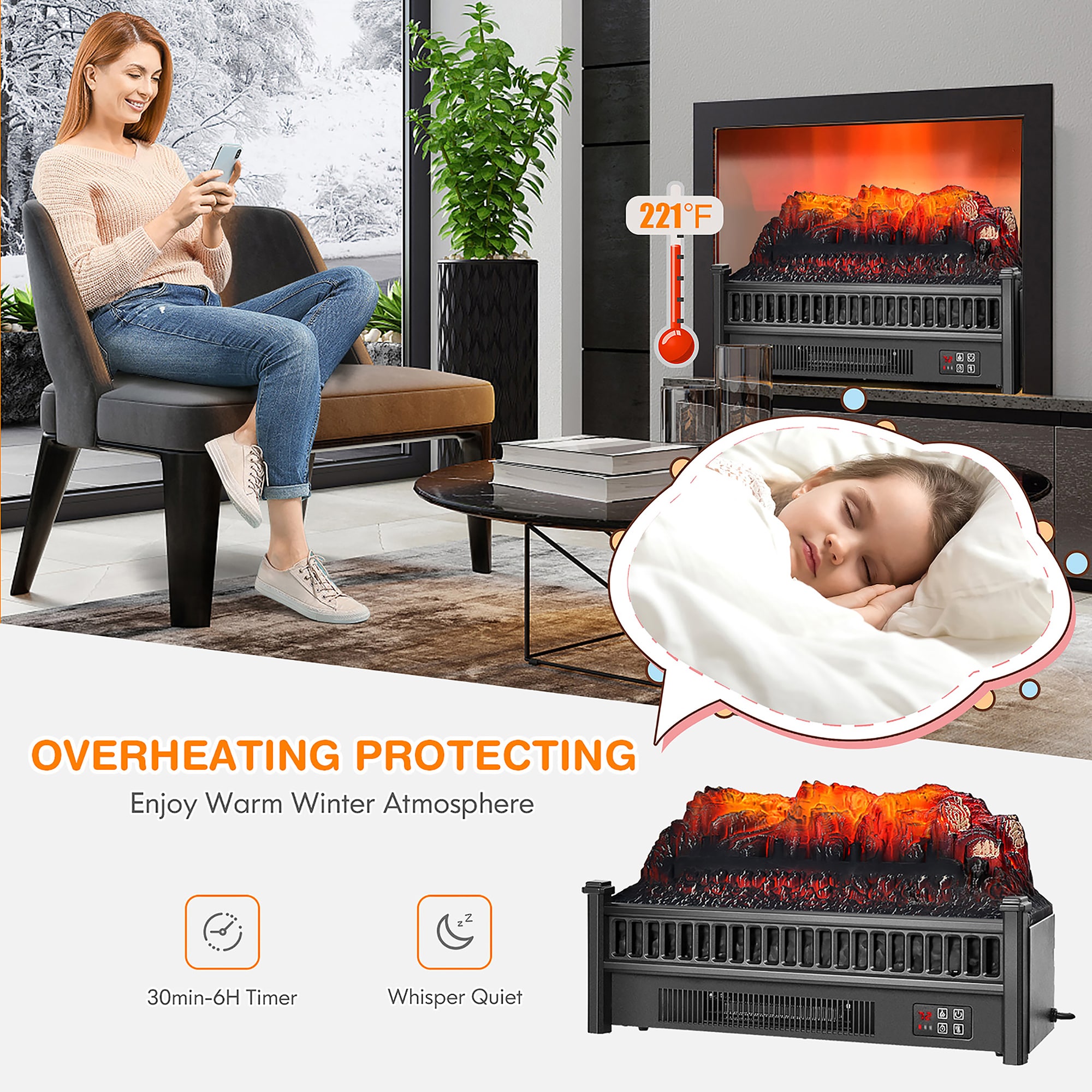 Goplus EP24832US-BK Electric-Fireplaces - View #4