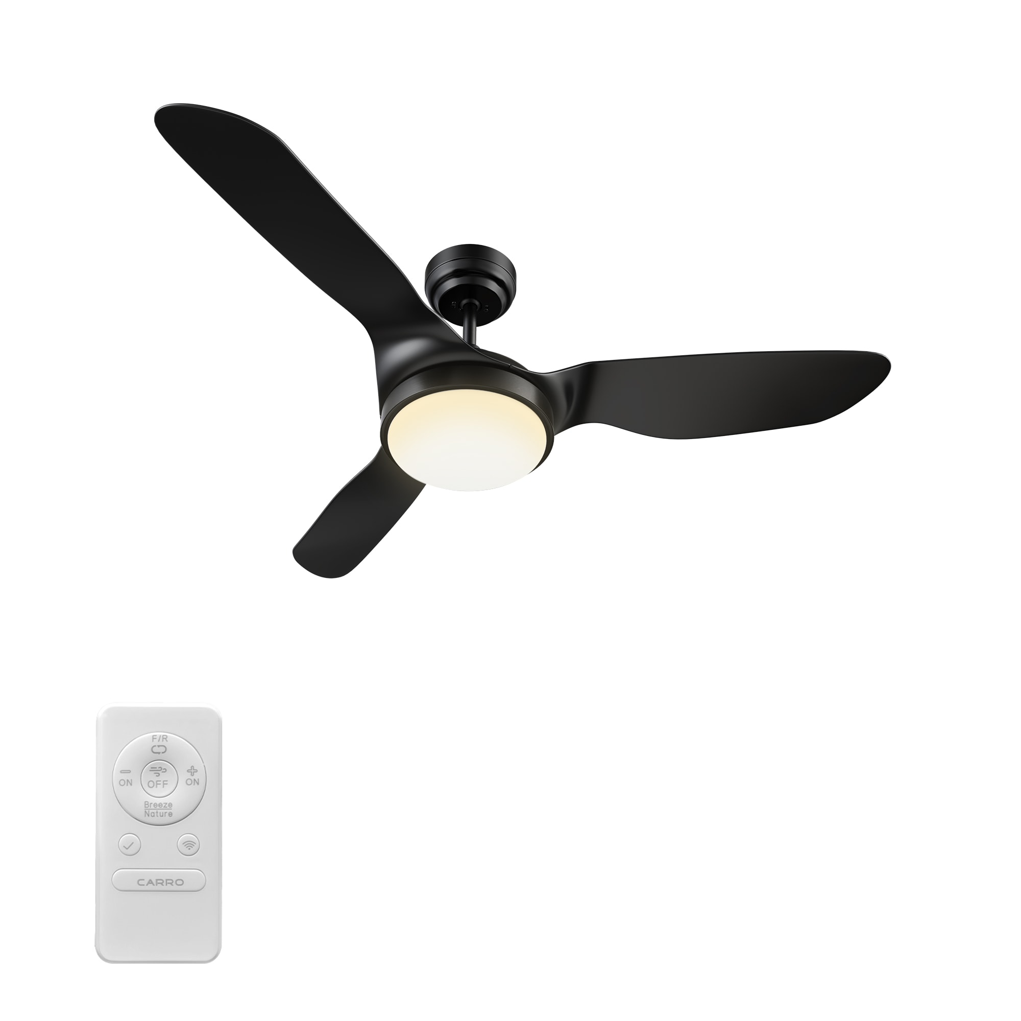 CARRO USA LS523F2-L12-B2-1 Falkirk 52-in Integrated LED Smart Black with Black Blades Ceiling Fan With Light - Remote Included ( 3 -Blade )