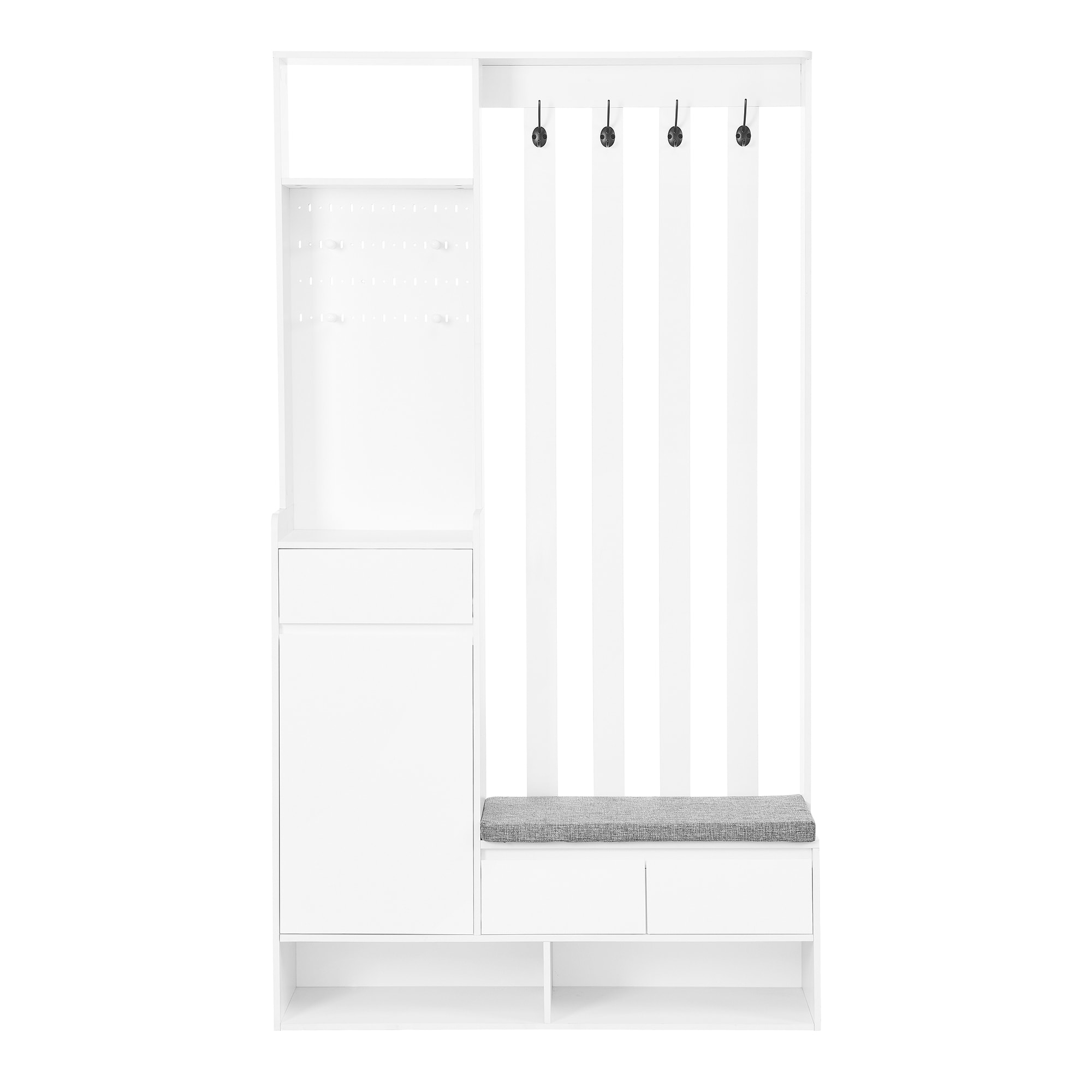 Flynama L-P179243K Modern 39.3-in White Wood Hall Tree