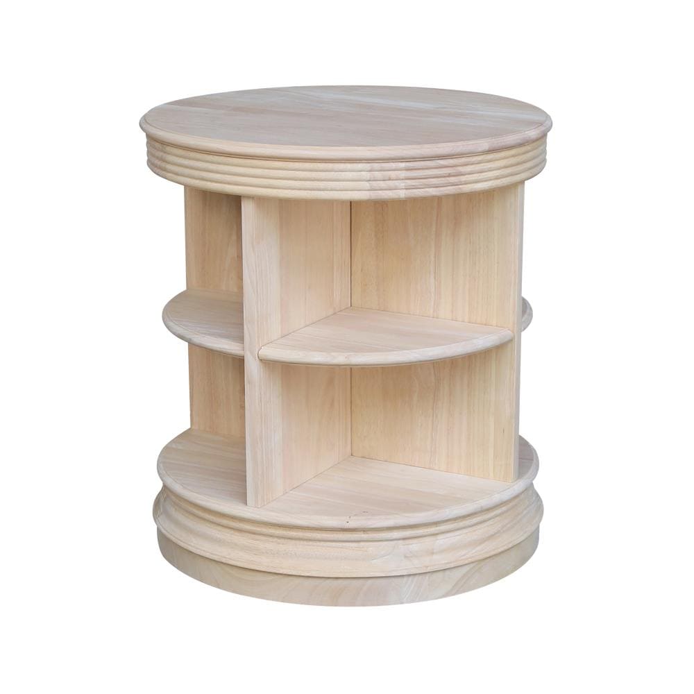 International Concepts OT-47ER 22.00-in W x 24.00-in H Unfinished Wood Round Casual End Table with Storage Assembly Required