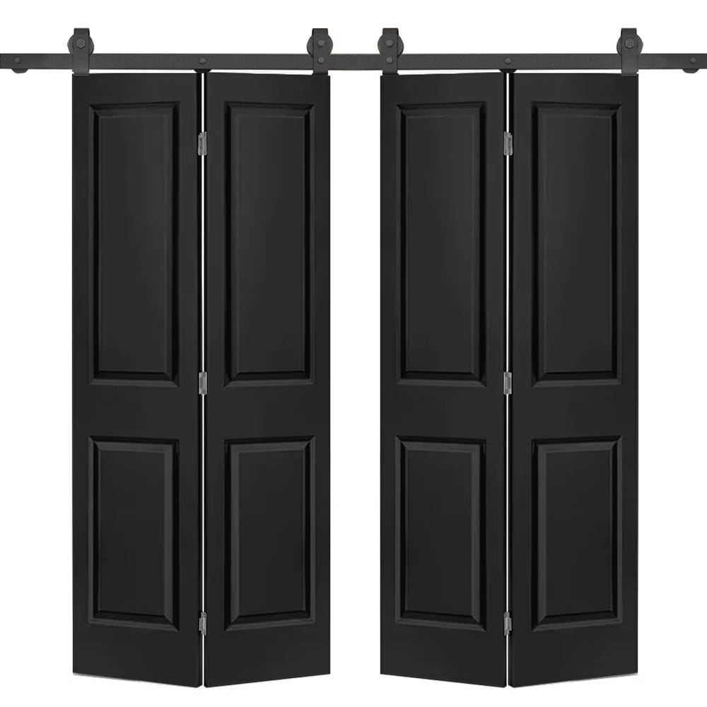 Calhome 60 In X 80 In Black Mdf Double Barn Door Hardware Included In The Barn Doors 1757