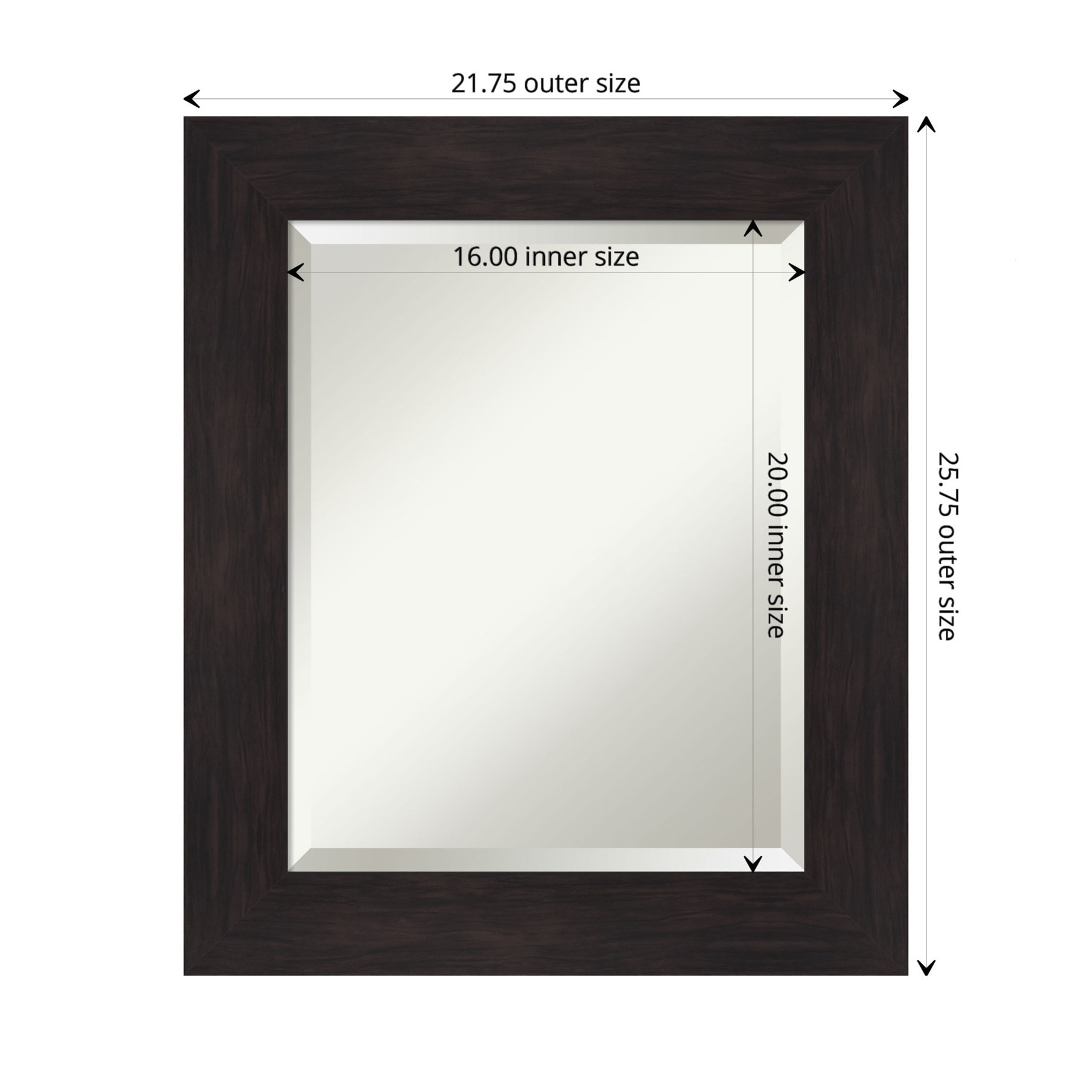 Espresso Brown Wood Bathroom Vanity Wall Mirror