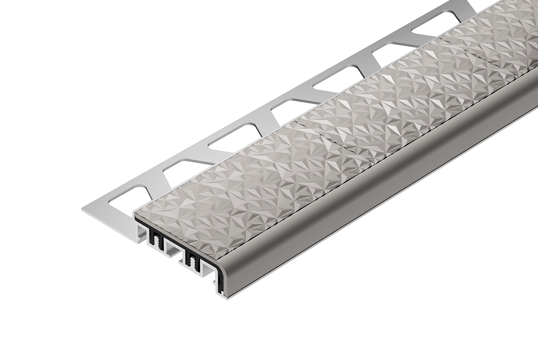 Schluter Systems TVL42SG125/200 Trep-V 0.5-in W x 79-in L Stone grey Aluminum Stair nose Tile Edge Trim