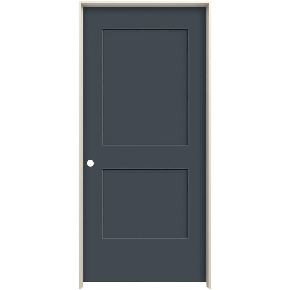 JELD-WEN LOWOLJW226100367 32-in x 80-in Slate Solid Core 2-panel Square Right Hand Smooth Prefinished Molded Composite Flat Jamb Single Prehung Interior Door