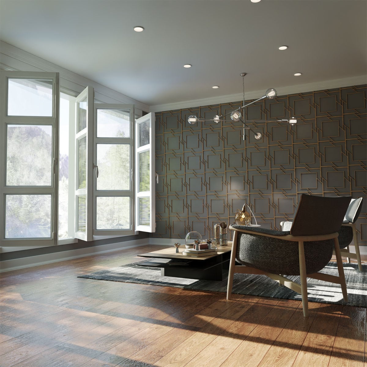 Ekena Millwork WALW16X16X0250MMTHI 15-3/8-in x 15-3/8-in Smooth Paintable/Stainable Wood Fretwork Wall Panel (