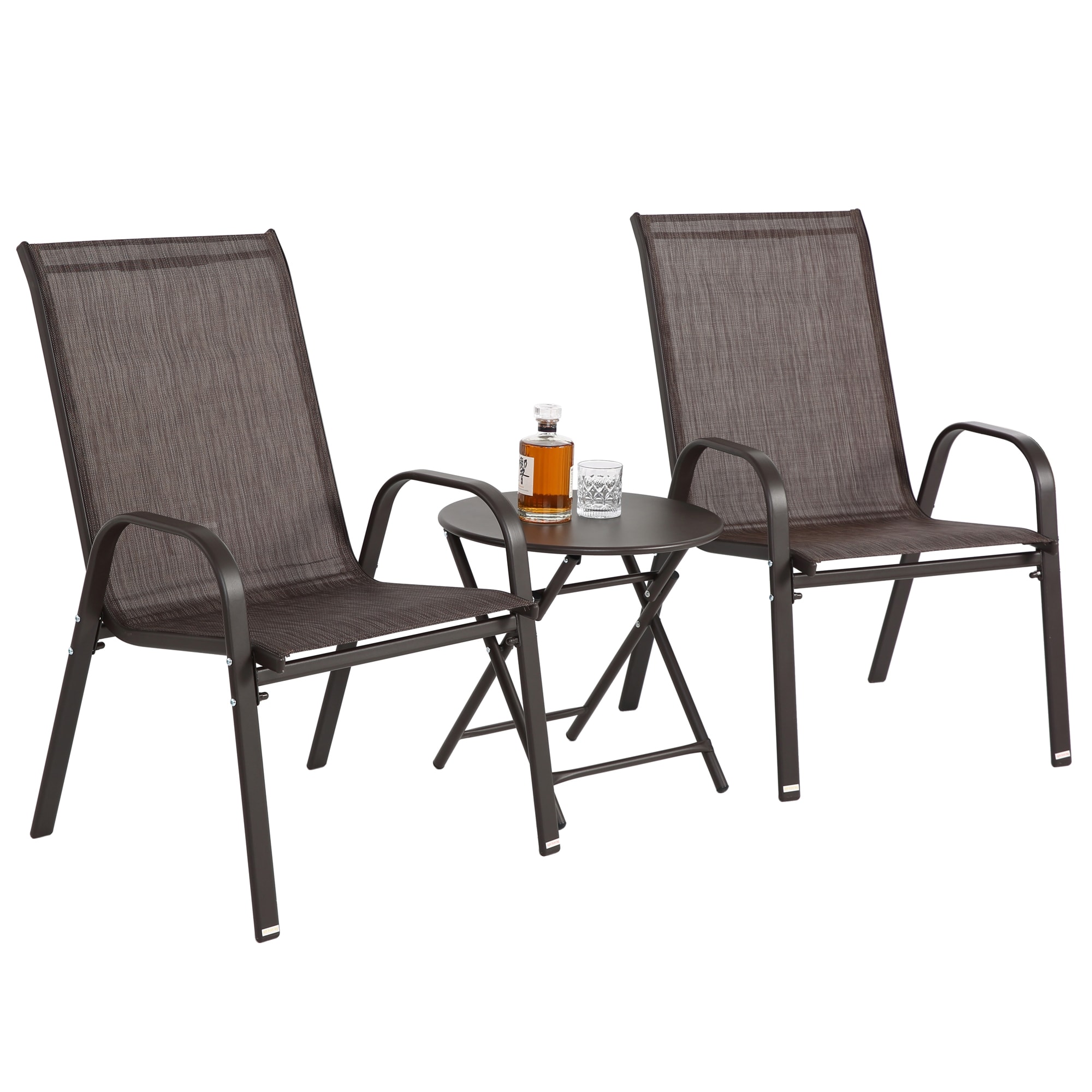 LETILY 28SUJQST 3 -Piece Patio Conversation Set with Brown