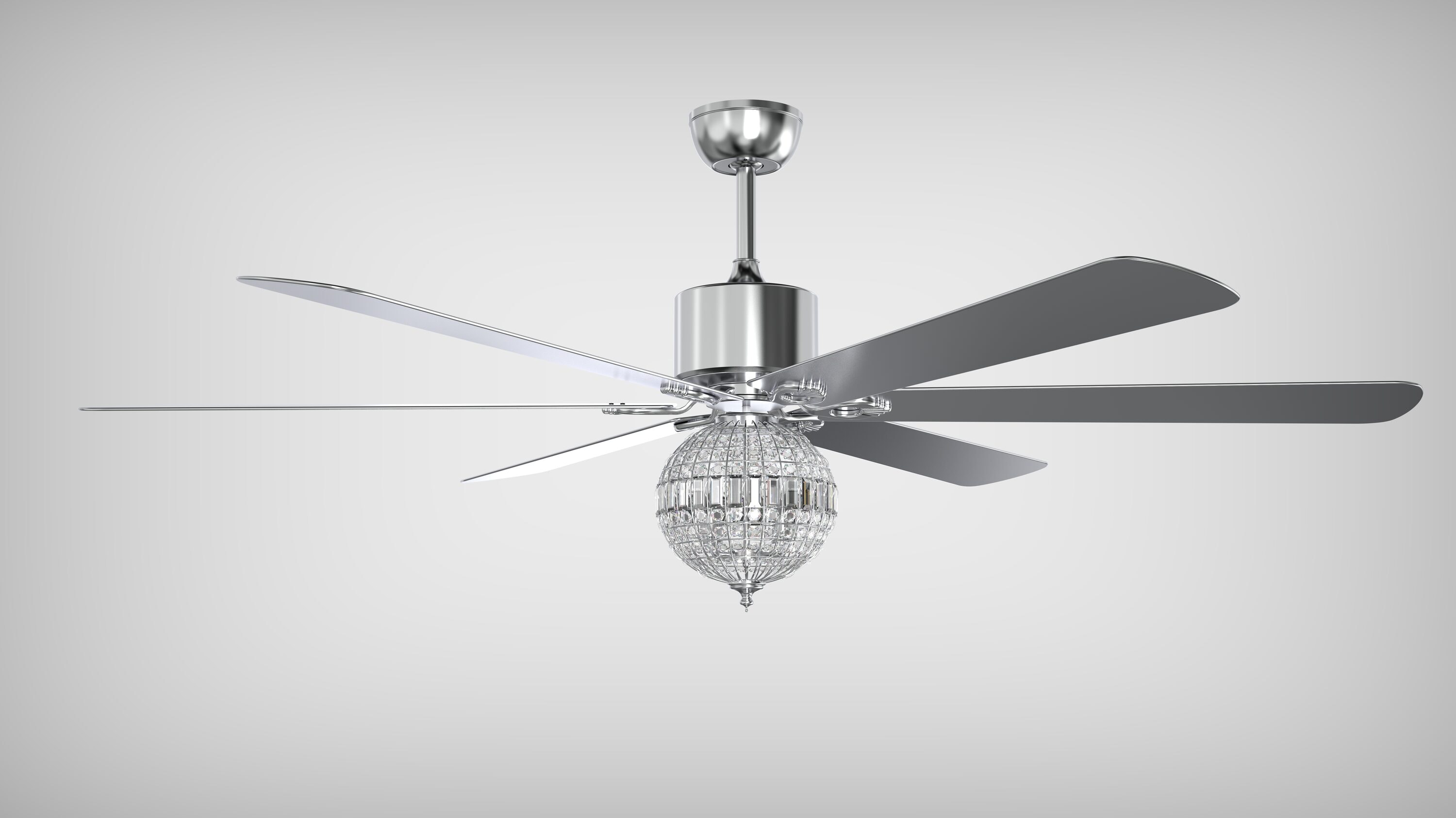 Bella Depot Glam 65-in Reversible Chrome Crystal Caged LED Ceiling Fan ...