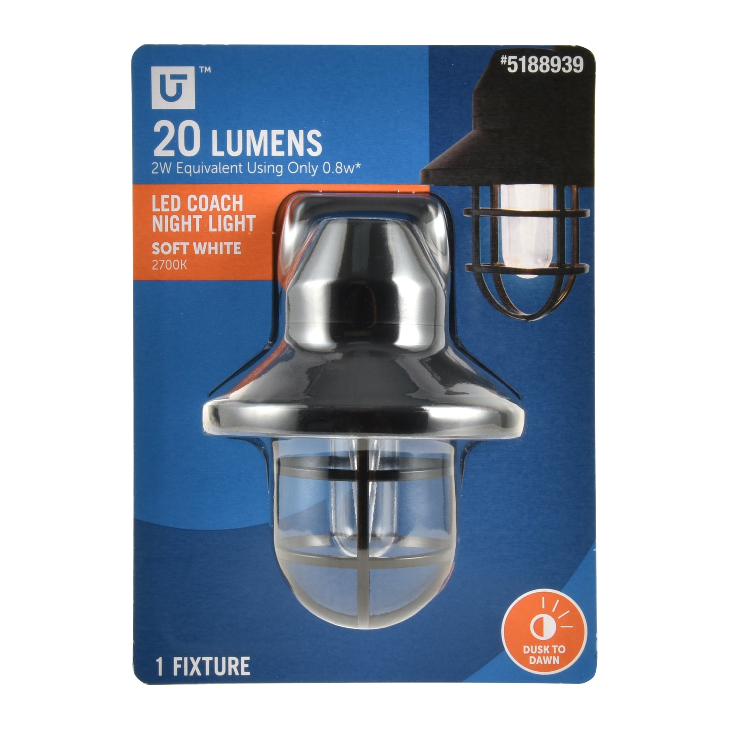 Utilitech NL-UMB5-P-0.8W Black LED Auto On/Off Night Light