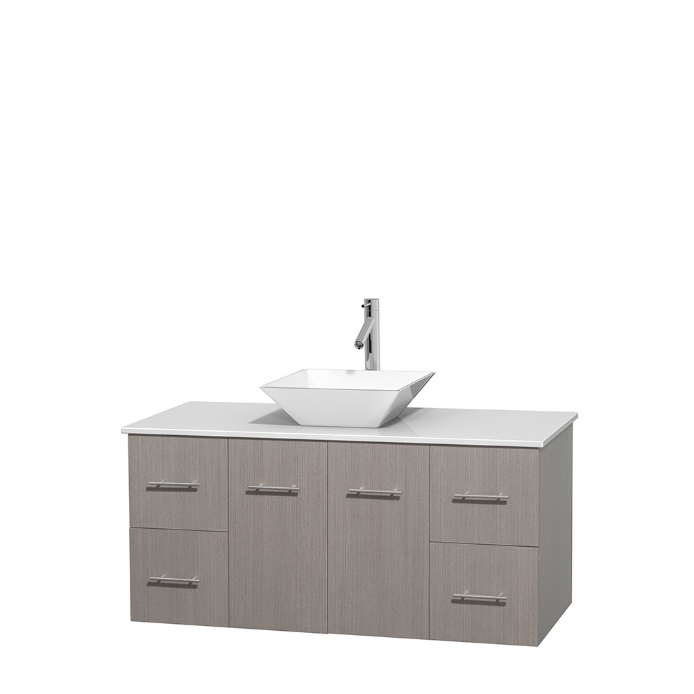 Wyndham Collection Centra 48-in Gray Oak Single Sink Bathroom Vanity ...