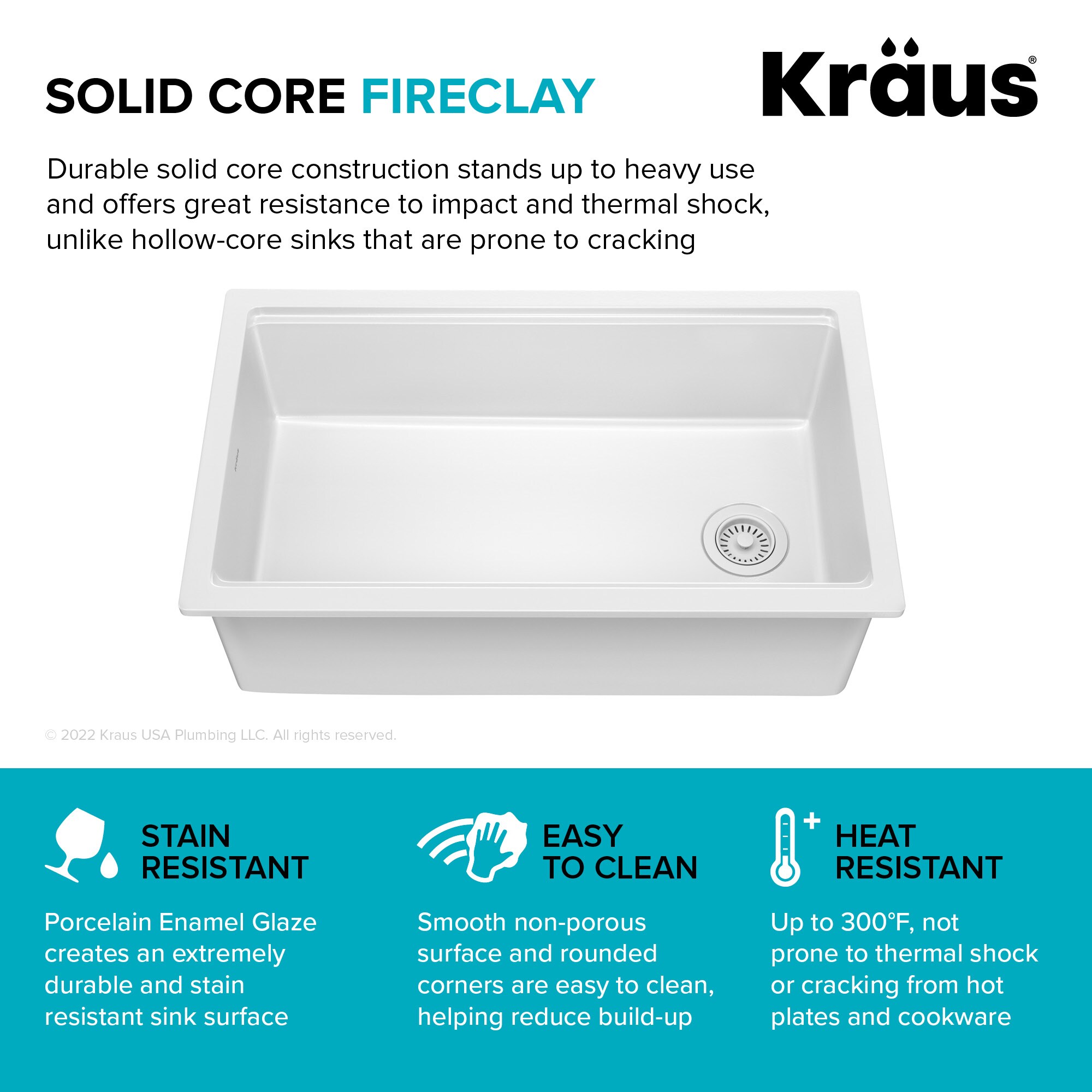 Gloss White Fireclay 33 Inch Single Bowl Drop-In Kitchen Sink